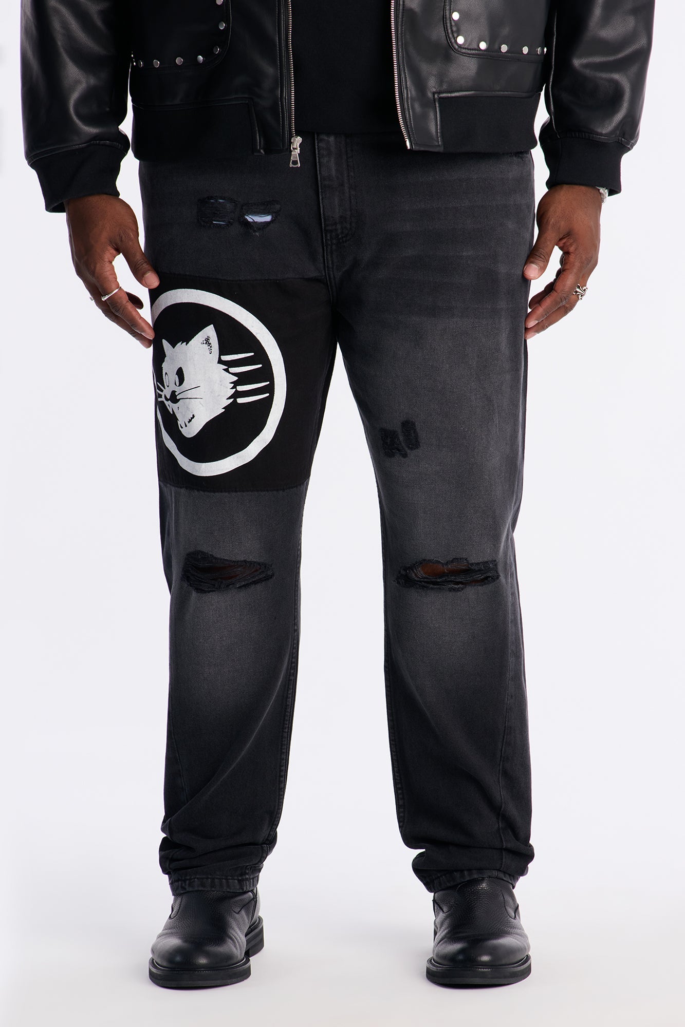 Slim Runnin Rich Mentality Distressed Jean - Black Wash