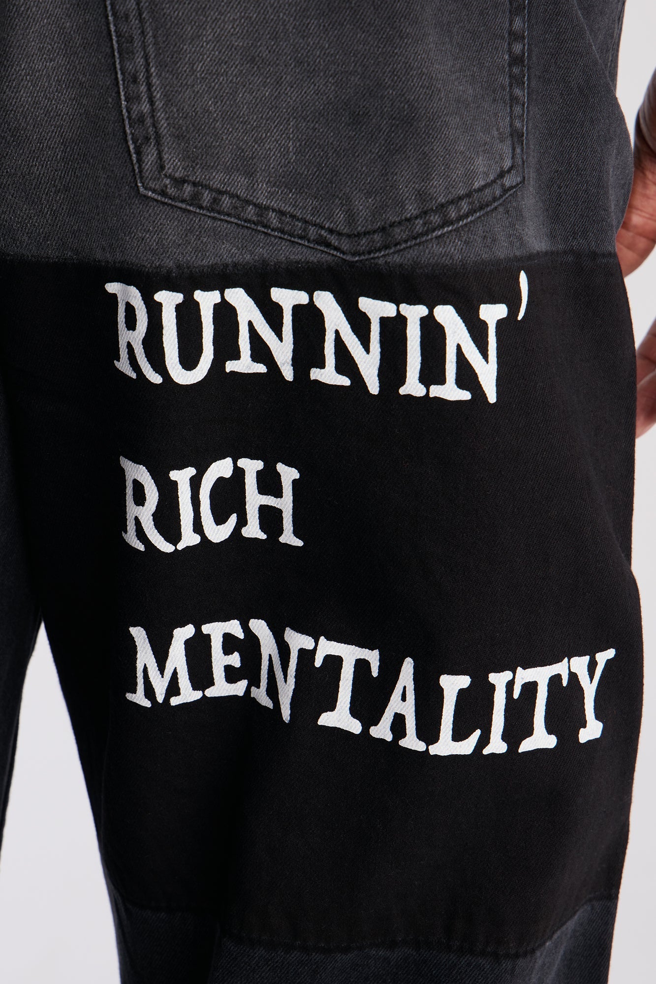 Slim Runnin Rich Mentality Distressed Jean - Black Wash