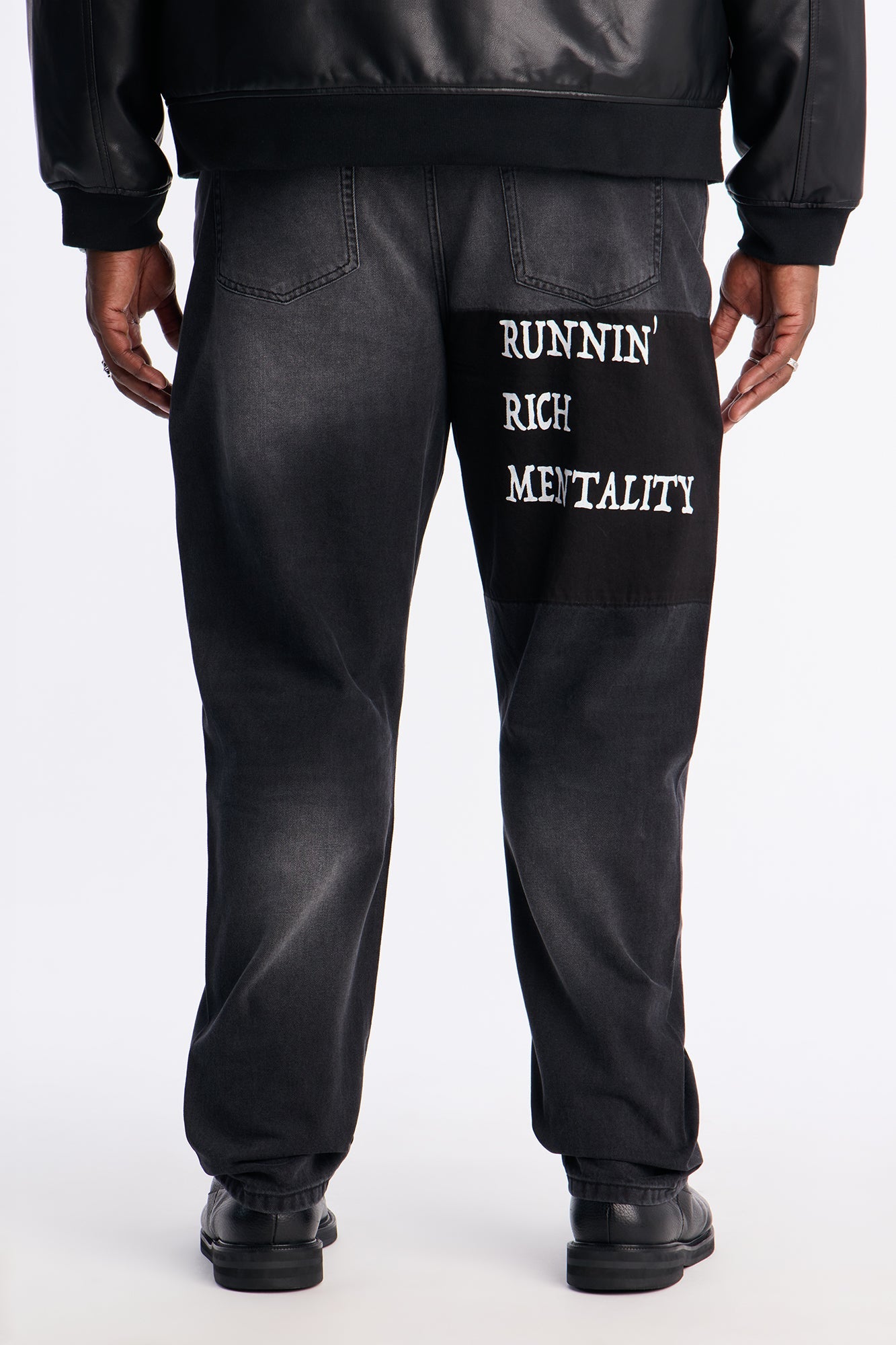 Slim Runnin Rich Mentality Distressed Jean - Black Wash