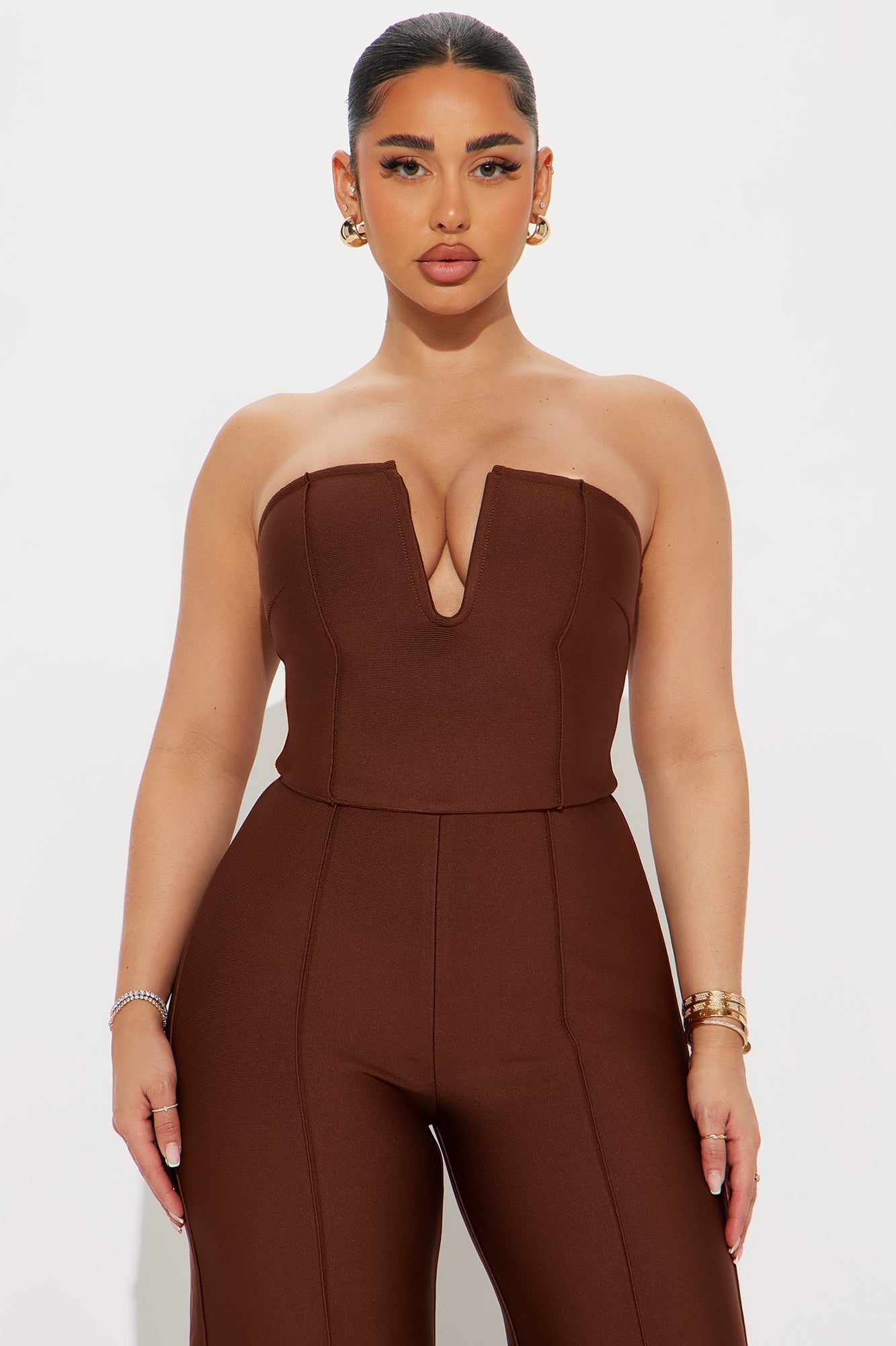 Someone To You Bandage Jumpsuit - Chocolate