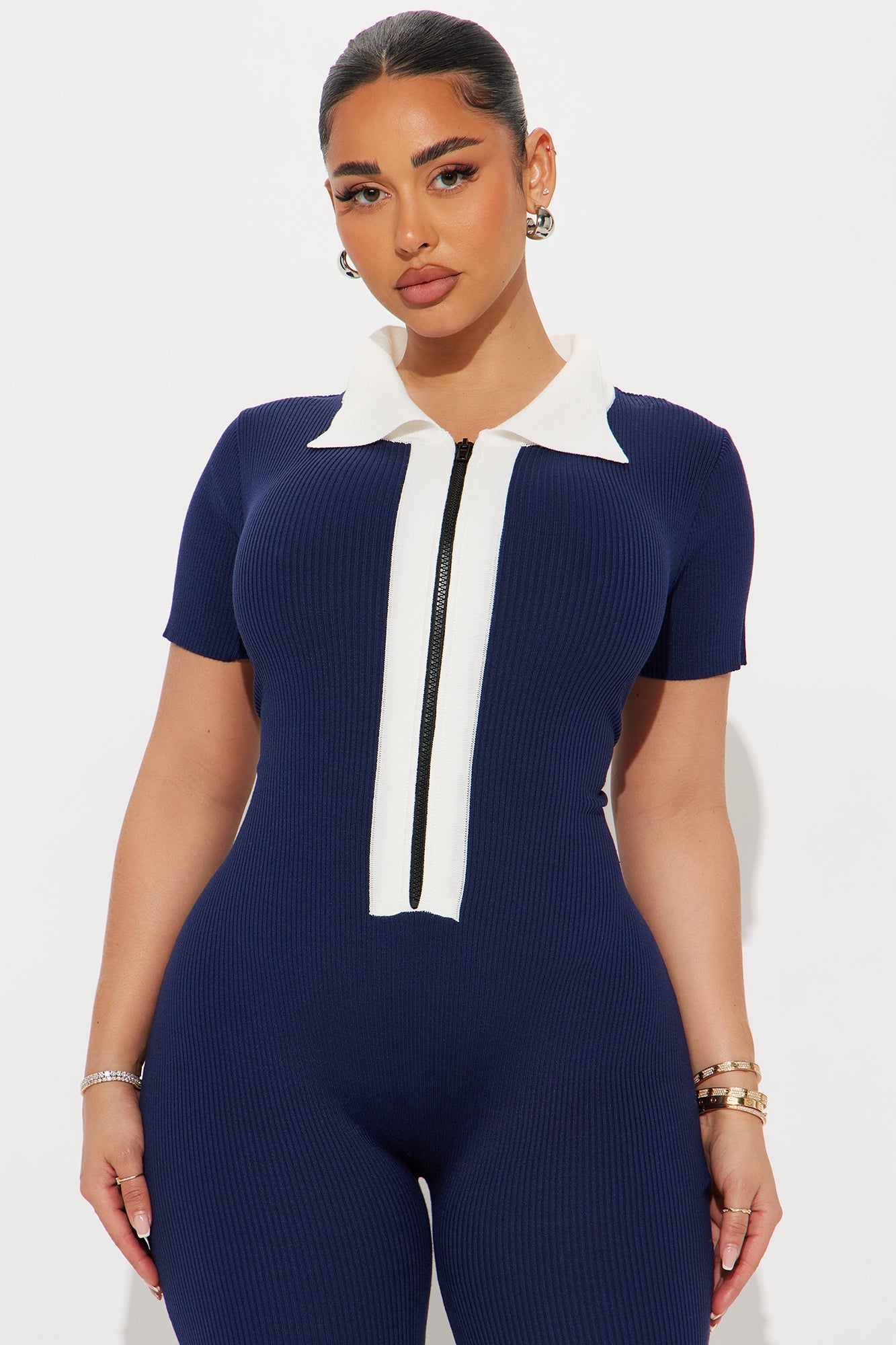 Upcoming Semester Knit Jumpsuit - Navy