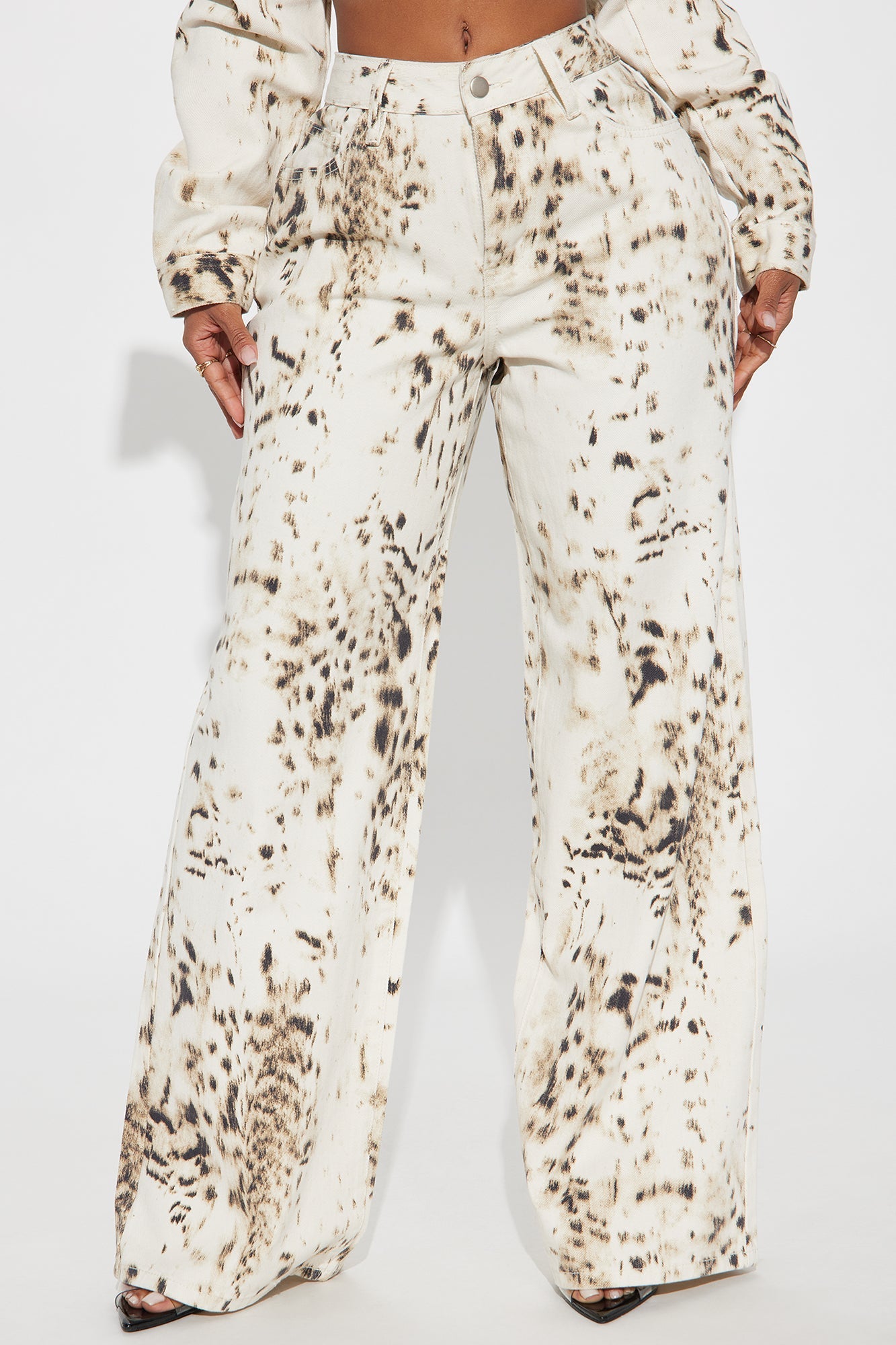 Calexico Non Stretch Printed Wide Leg Jean - White/combo