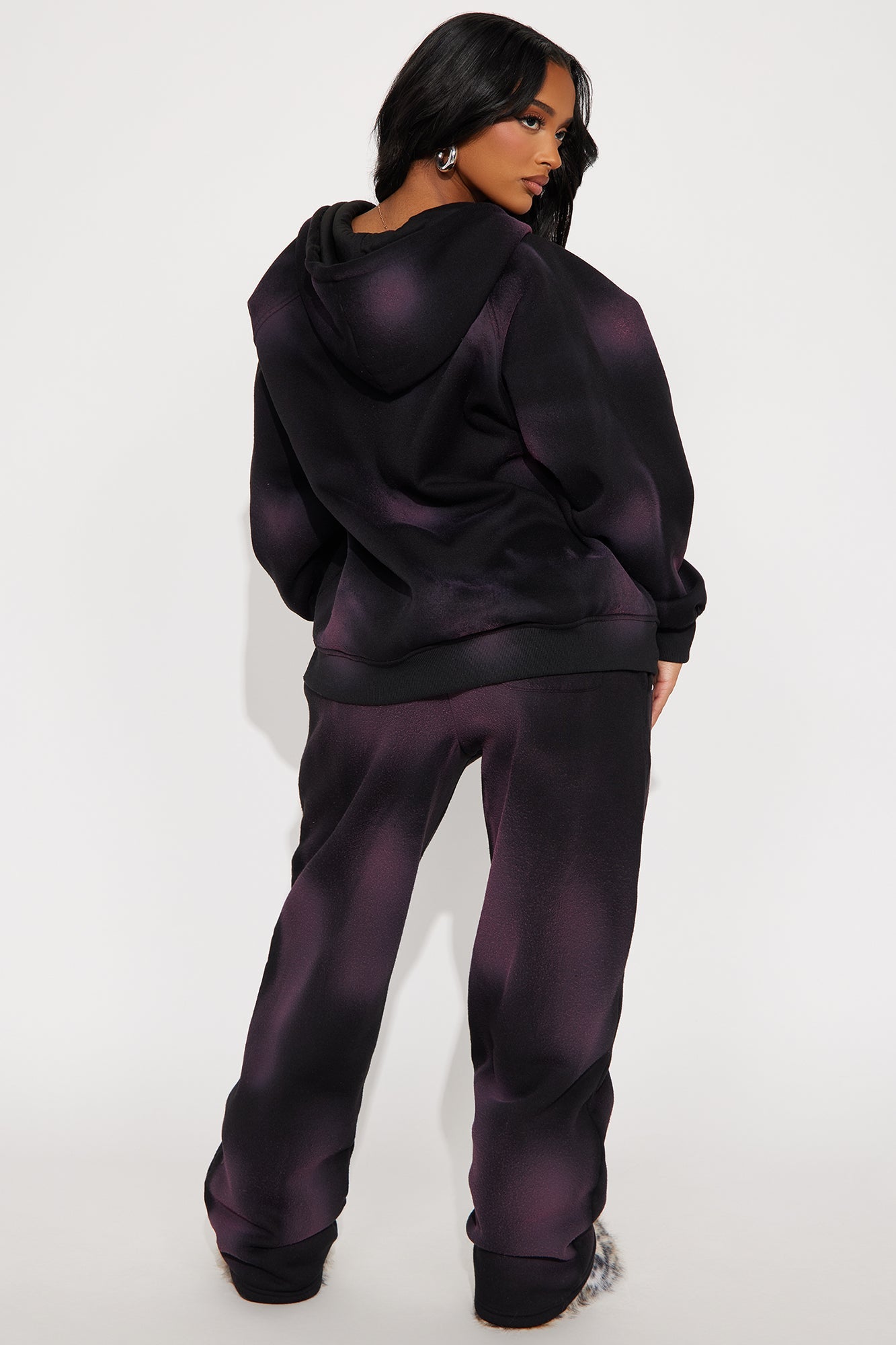 Bow Fleece Sweatsuit Set - Black Wash