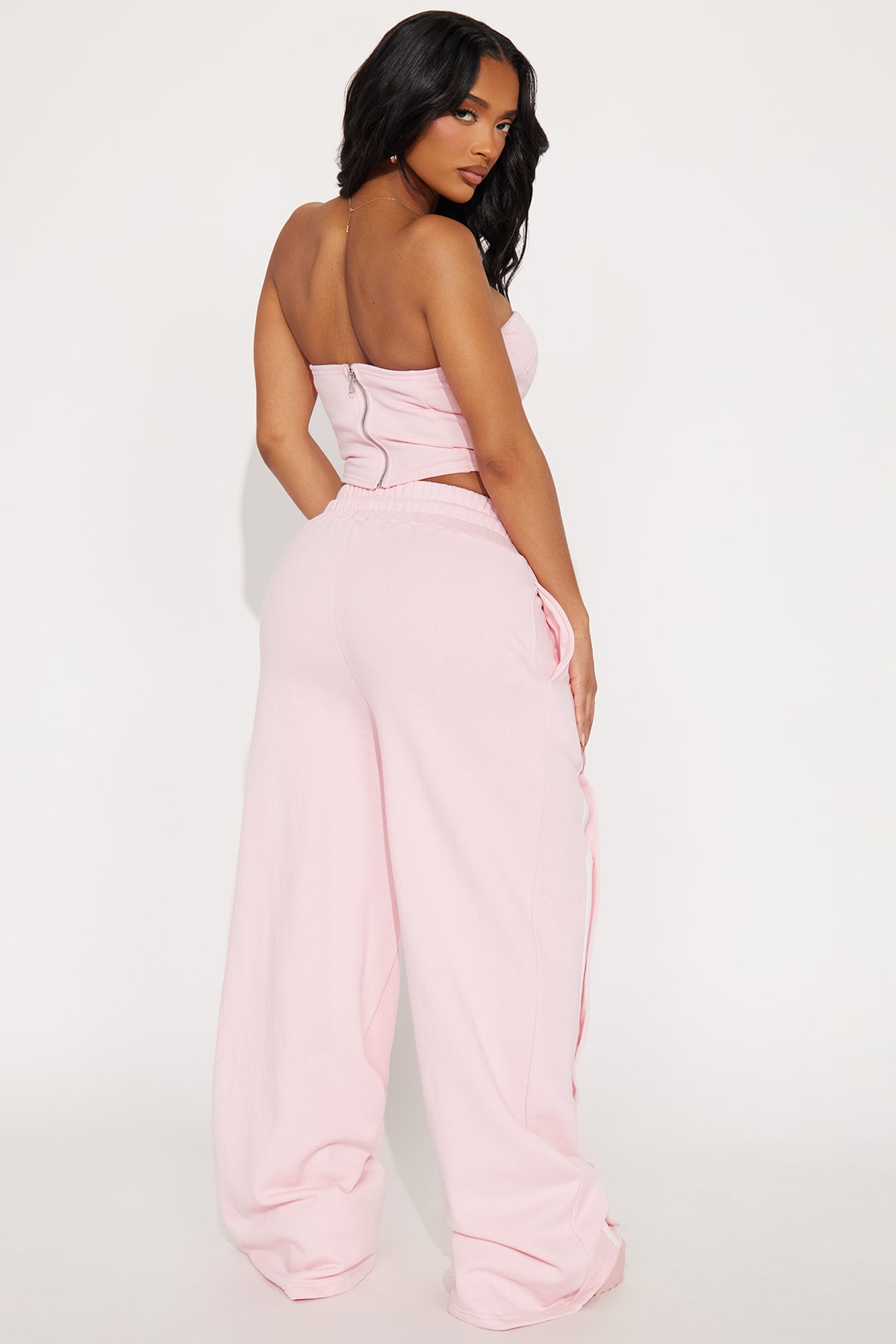 Sara Fleece Track Pant Set - Pink
