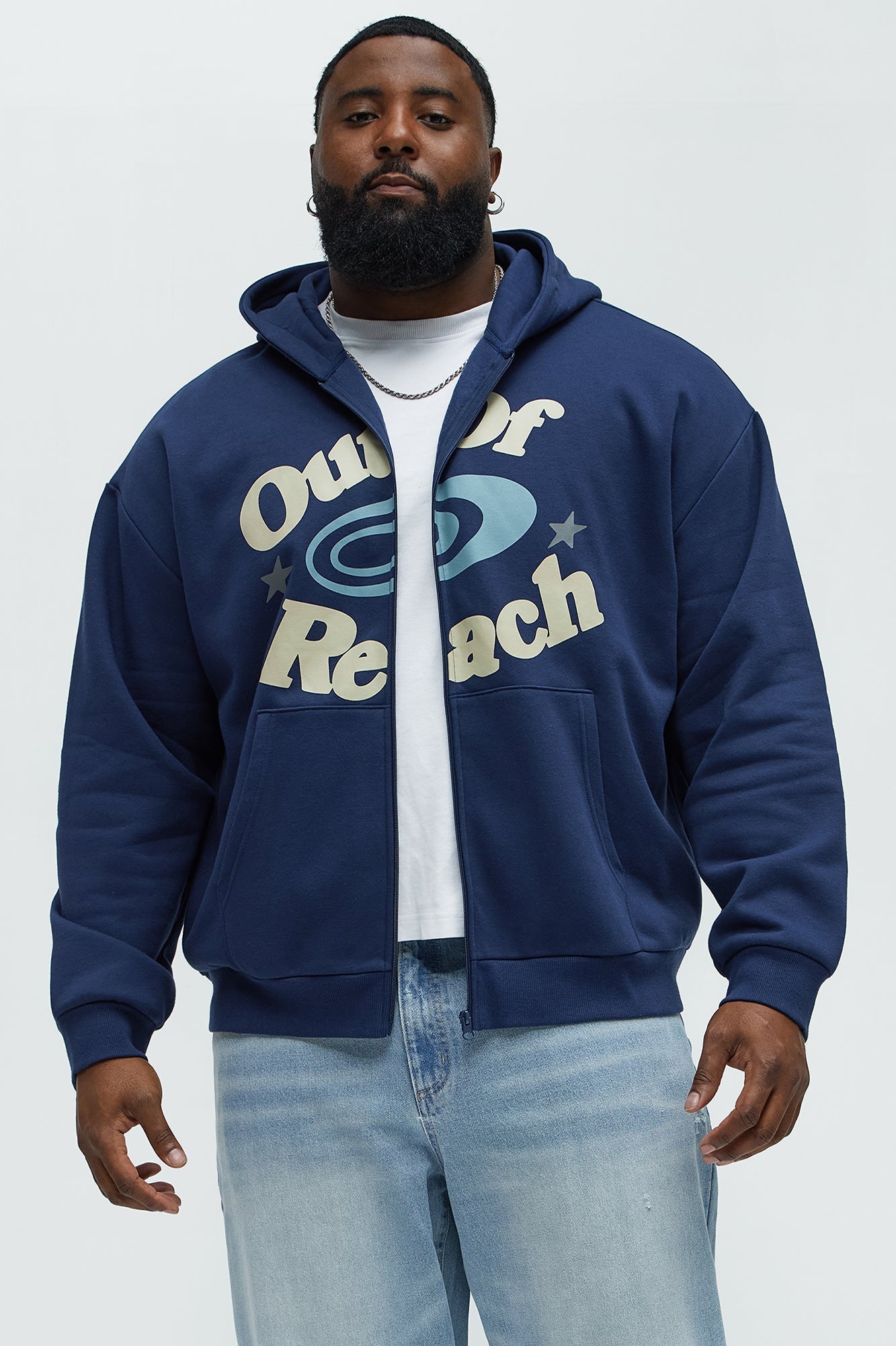 Lost In Space Zip Up Hoodie - Navy