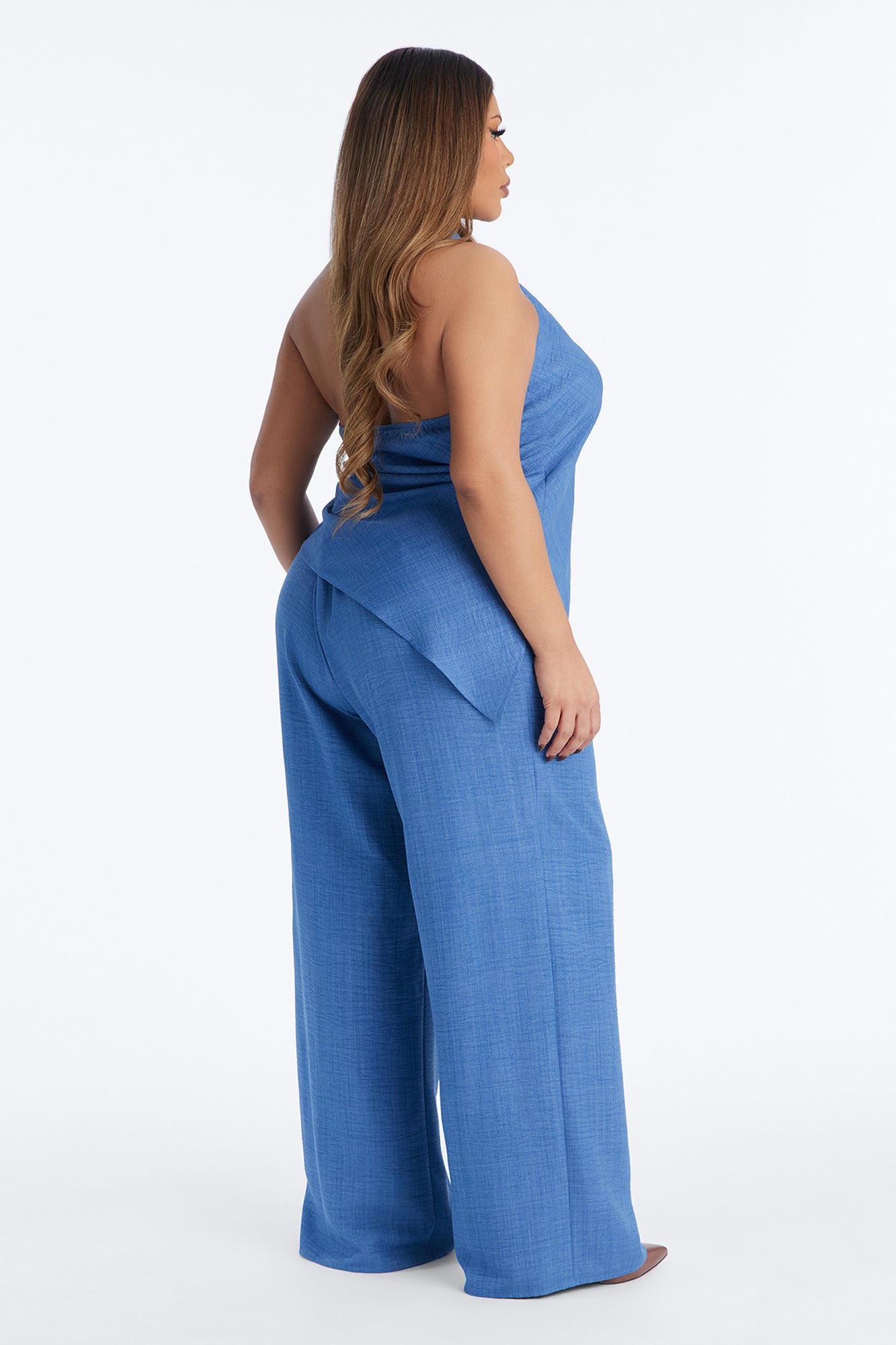 Irene Halter Asymmetrical Pant Set - Denim