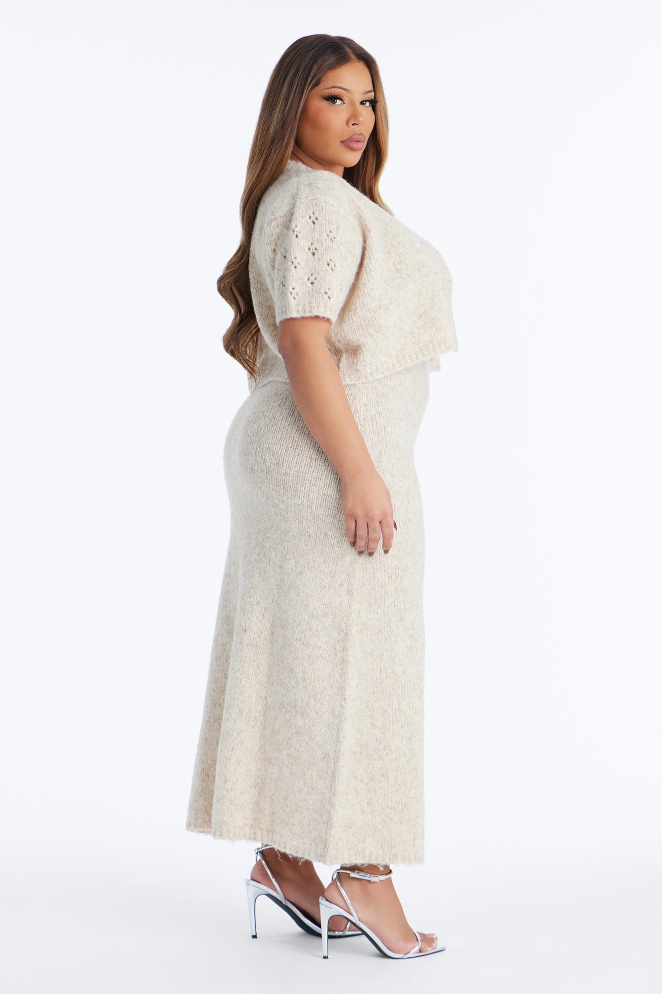 Sweet Delight 2 Piece Sweater Maxi Dress Set - Oatmeal