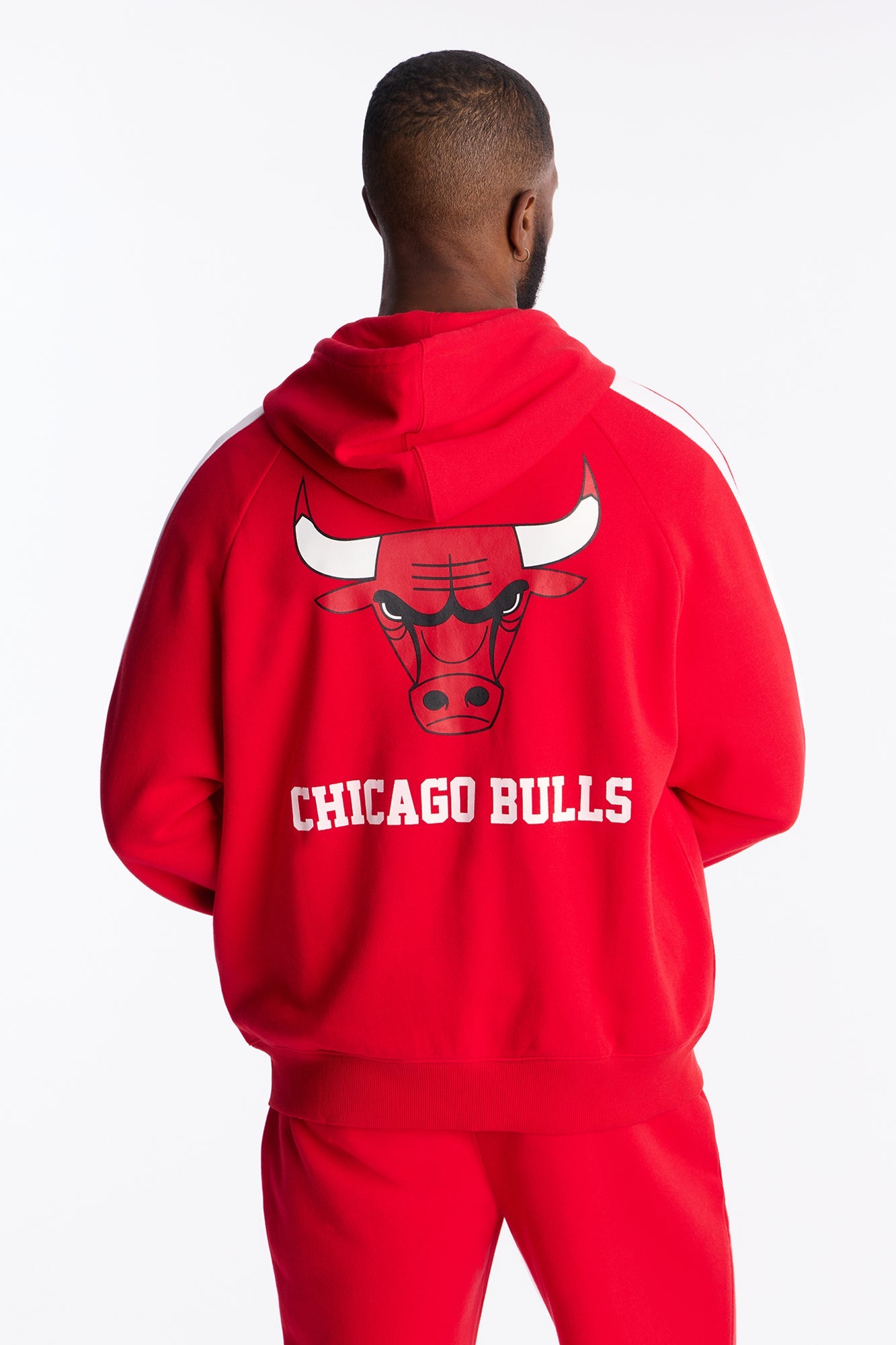 Bulls Wavey Oversized Zip Hoodie - Red