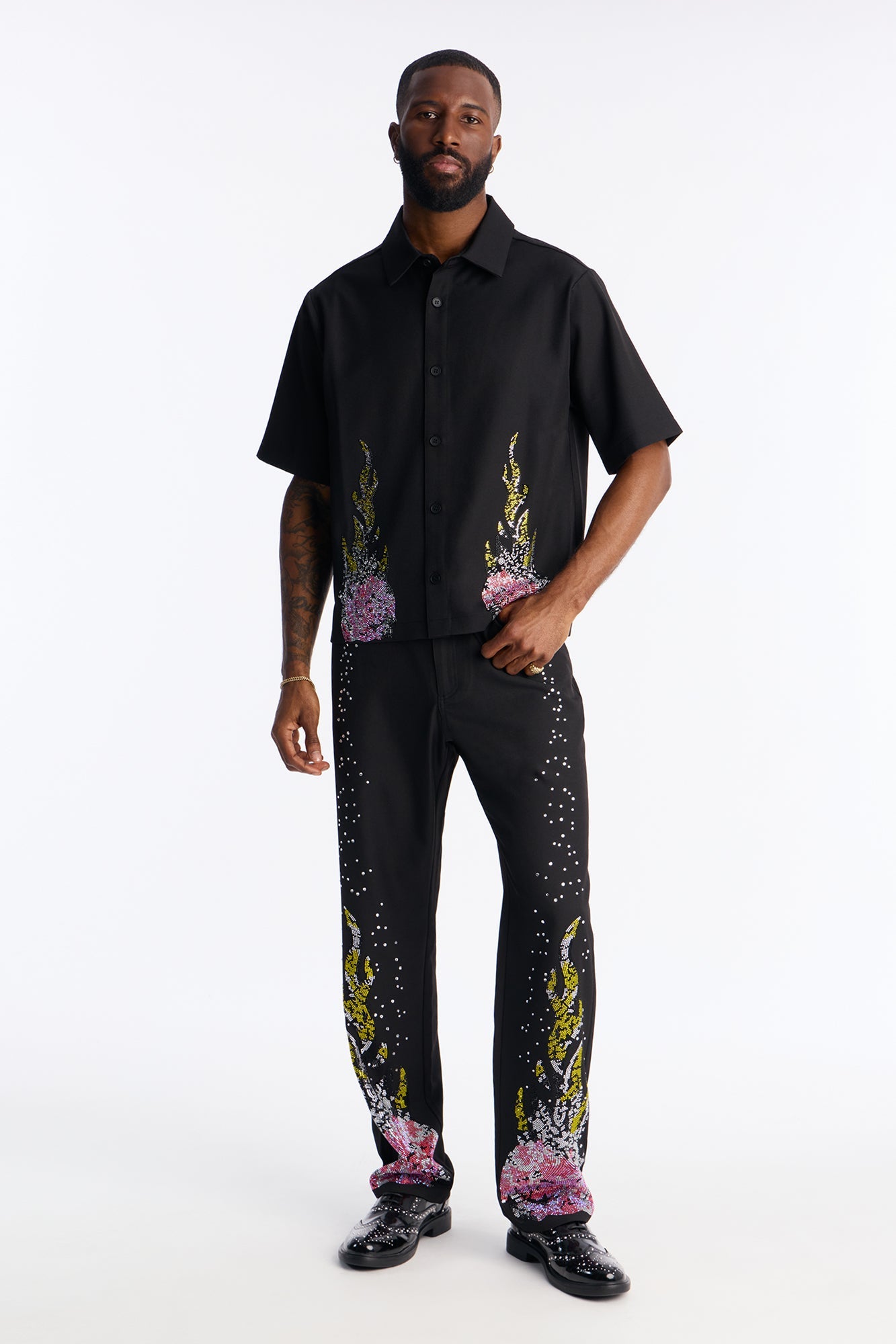 Straight Genesis Origin Embellished Trouser - Black