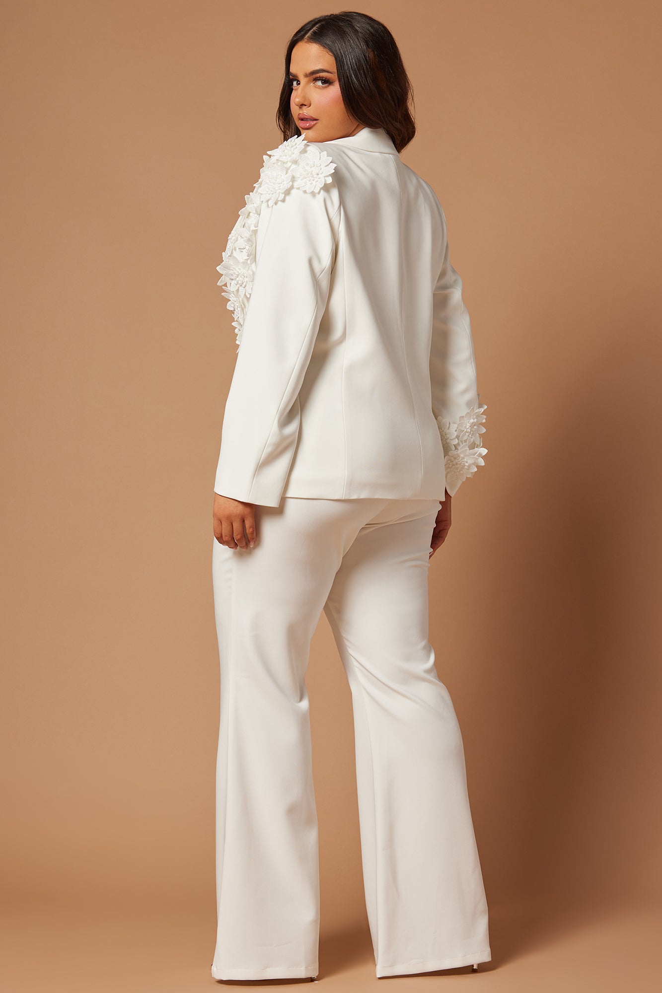 Claudette Floral Embroidered Suit Set - White
