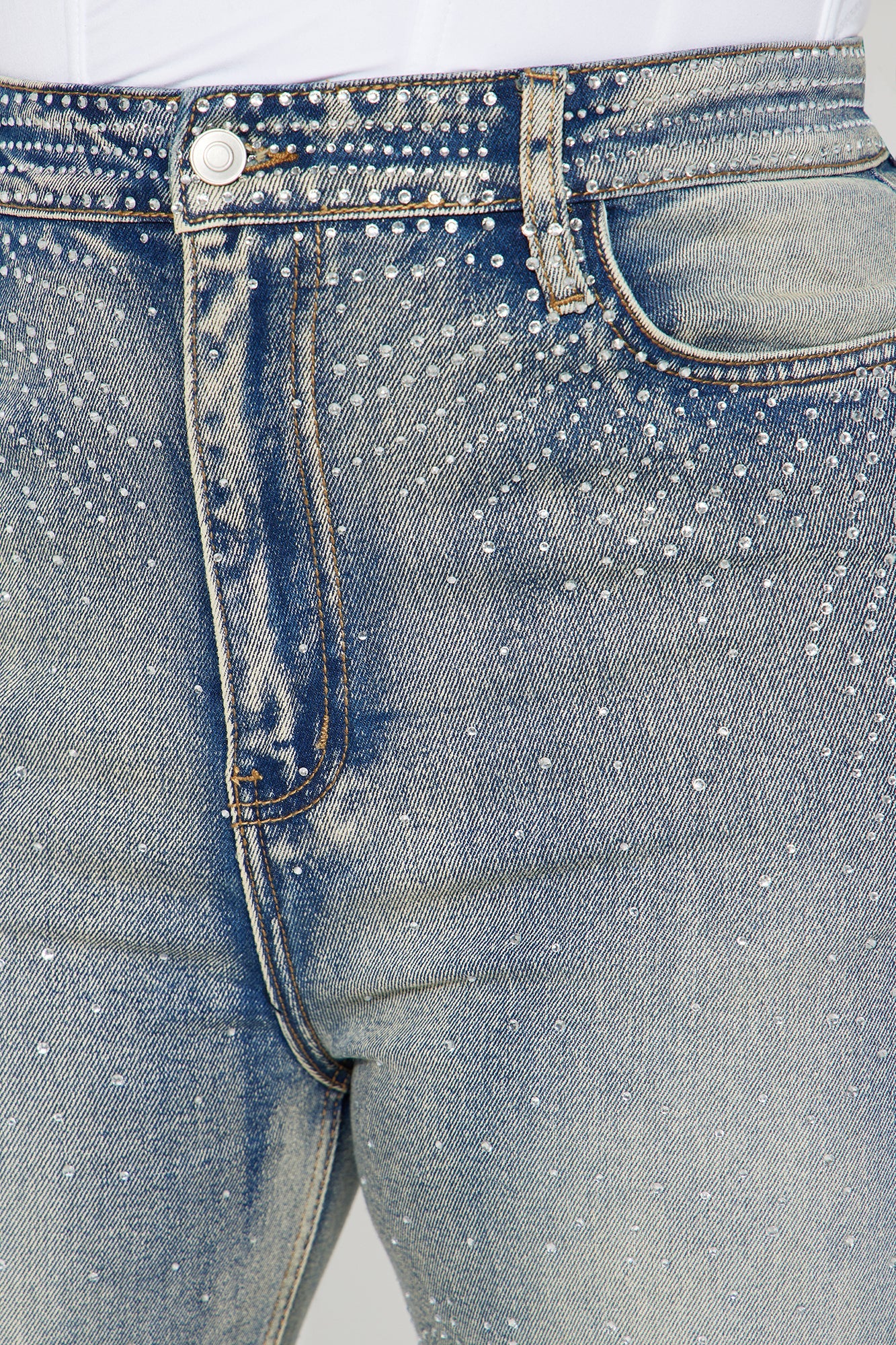 Chasing A Dream Embellished Stretch Straight Leg Jeans - Vintage Wash
