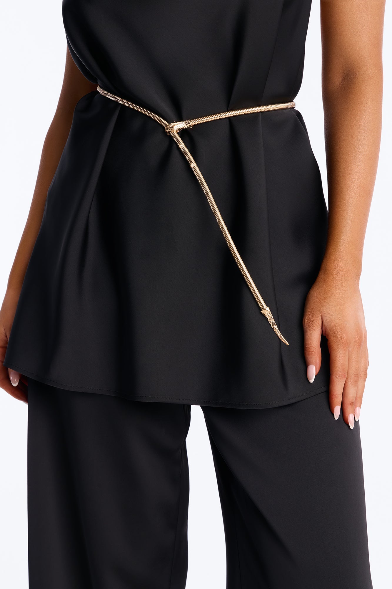 Malu Satin Halter Balloon Pant Set - Black
