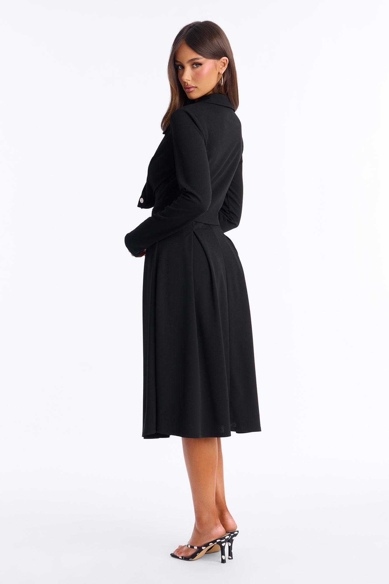 Janae Pleated Midi Dress 2 Piece Set - Black