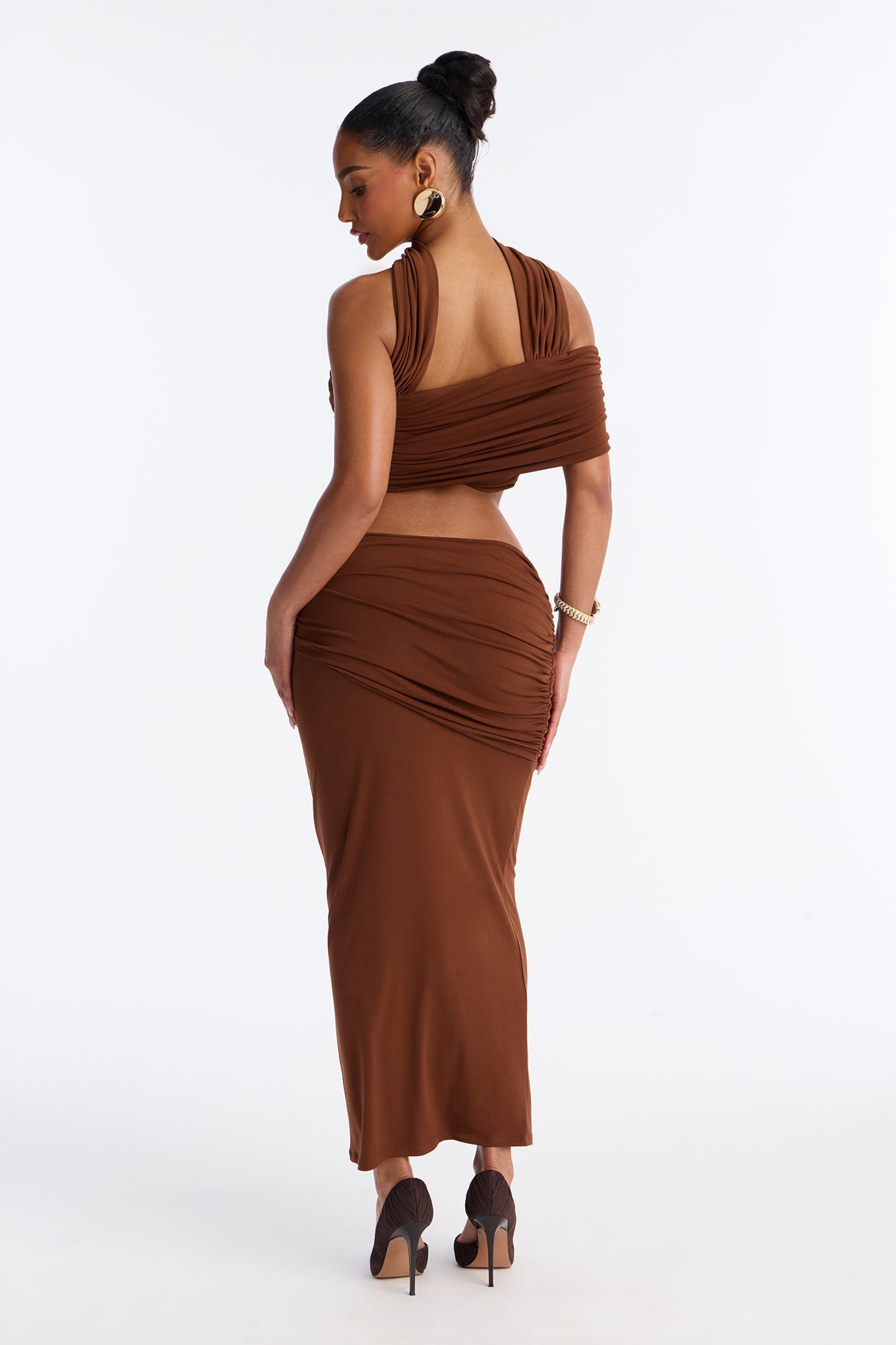 Touch Me Not Jersey Skirt Set - Brown