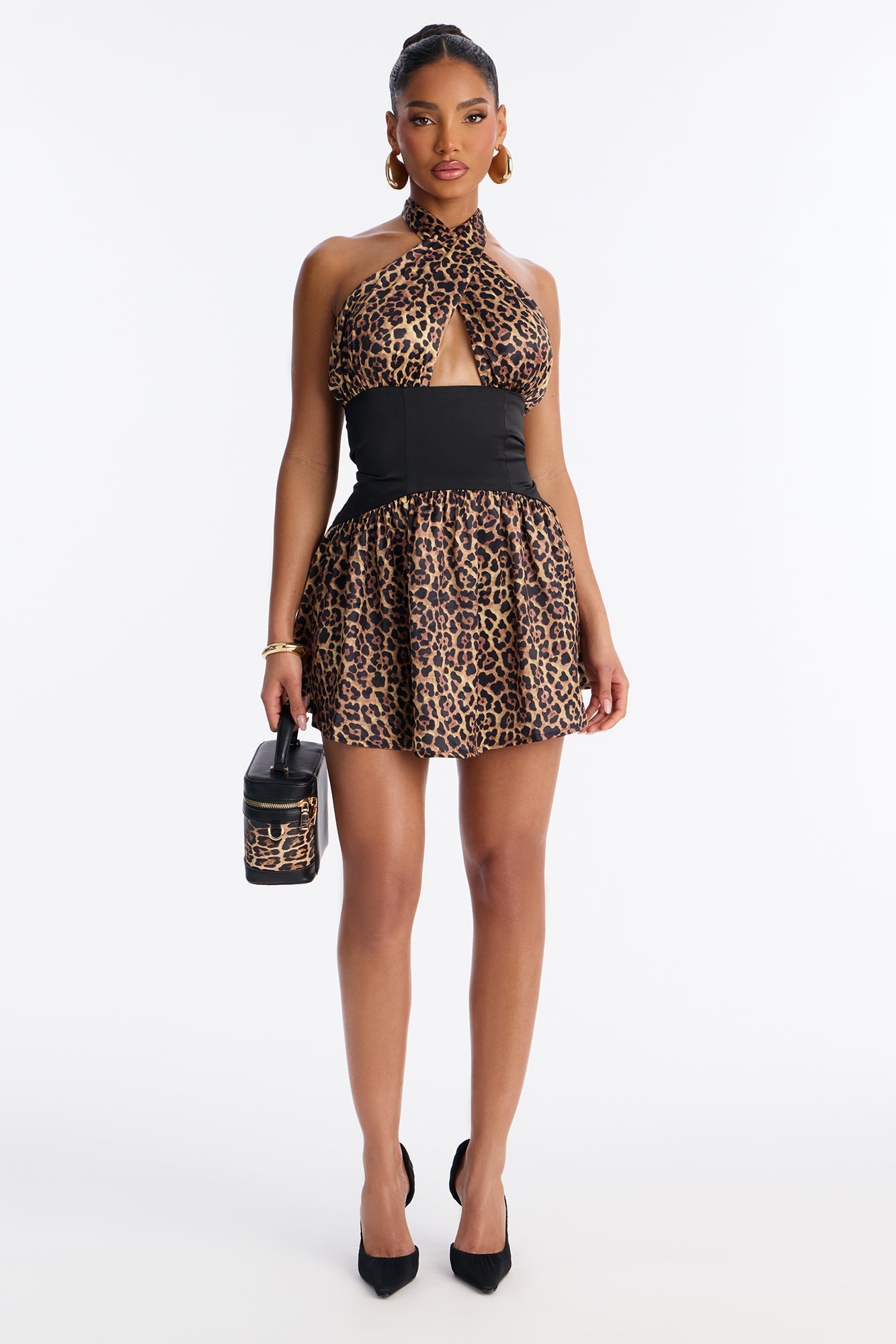 Tease Me Satin Leopard Mini Dress - Brown Combo