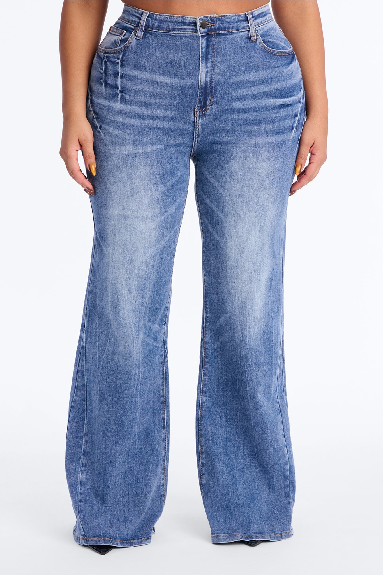 Hold Your Hopes High Rise Stretch Wide Leg Jeans - Medium Wash