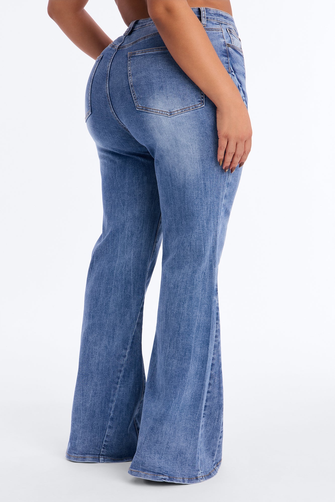 Hold Your Hopes High Rise Stretch Wide Leg Jeans - Medium Wash