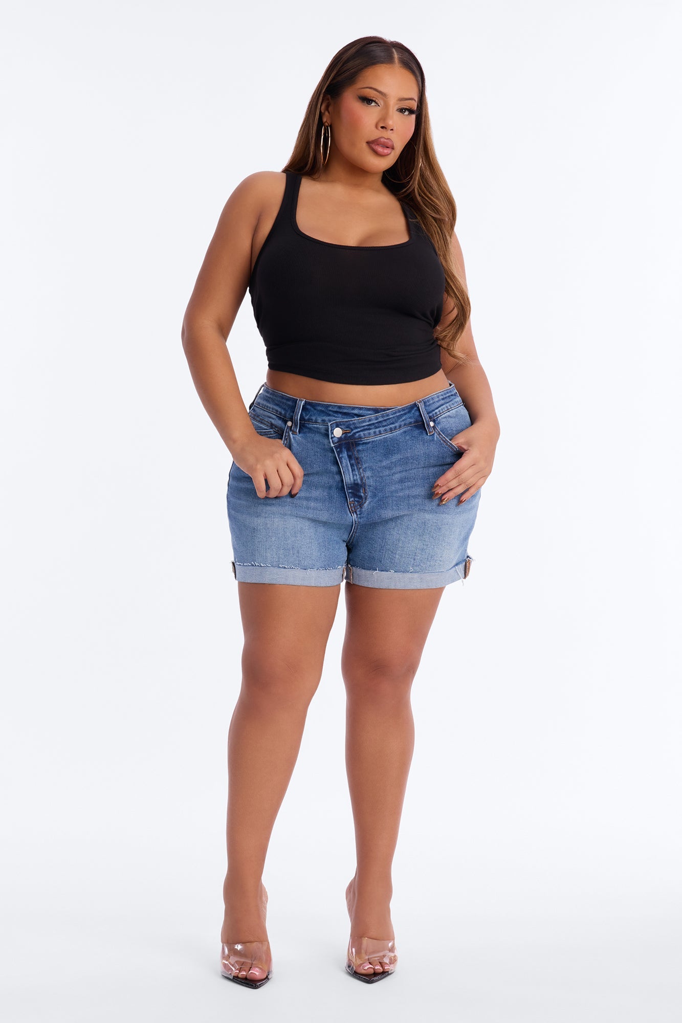 Canal Street Crossover Stretch Denim Shorts - Medium Wash