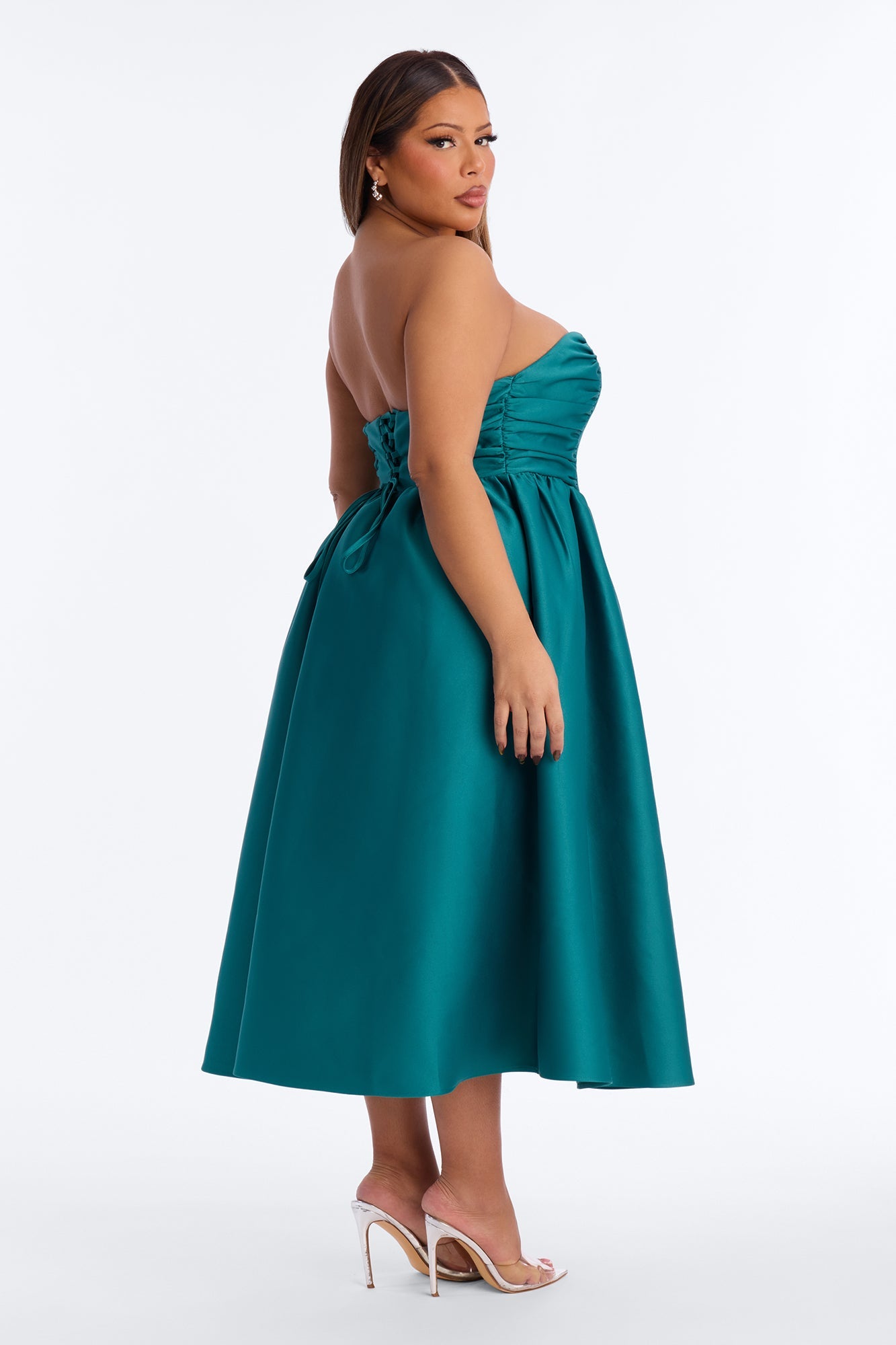 Sweet Like Me Taffeta Midi Dress - Emerald