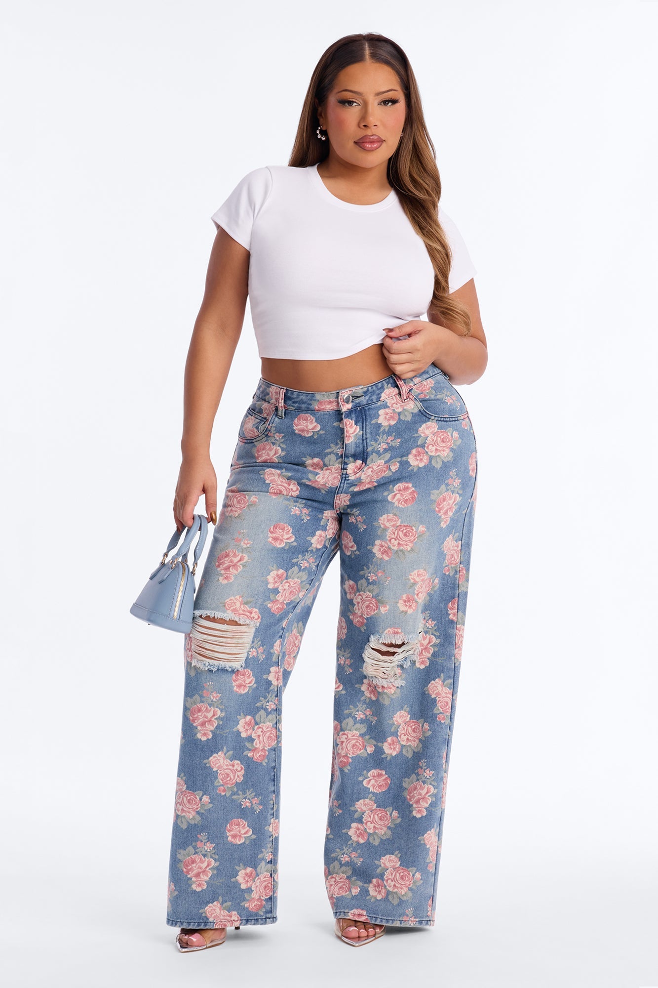 You Grow Girl Ripped Wide Leg Jeans - Vintage Wash