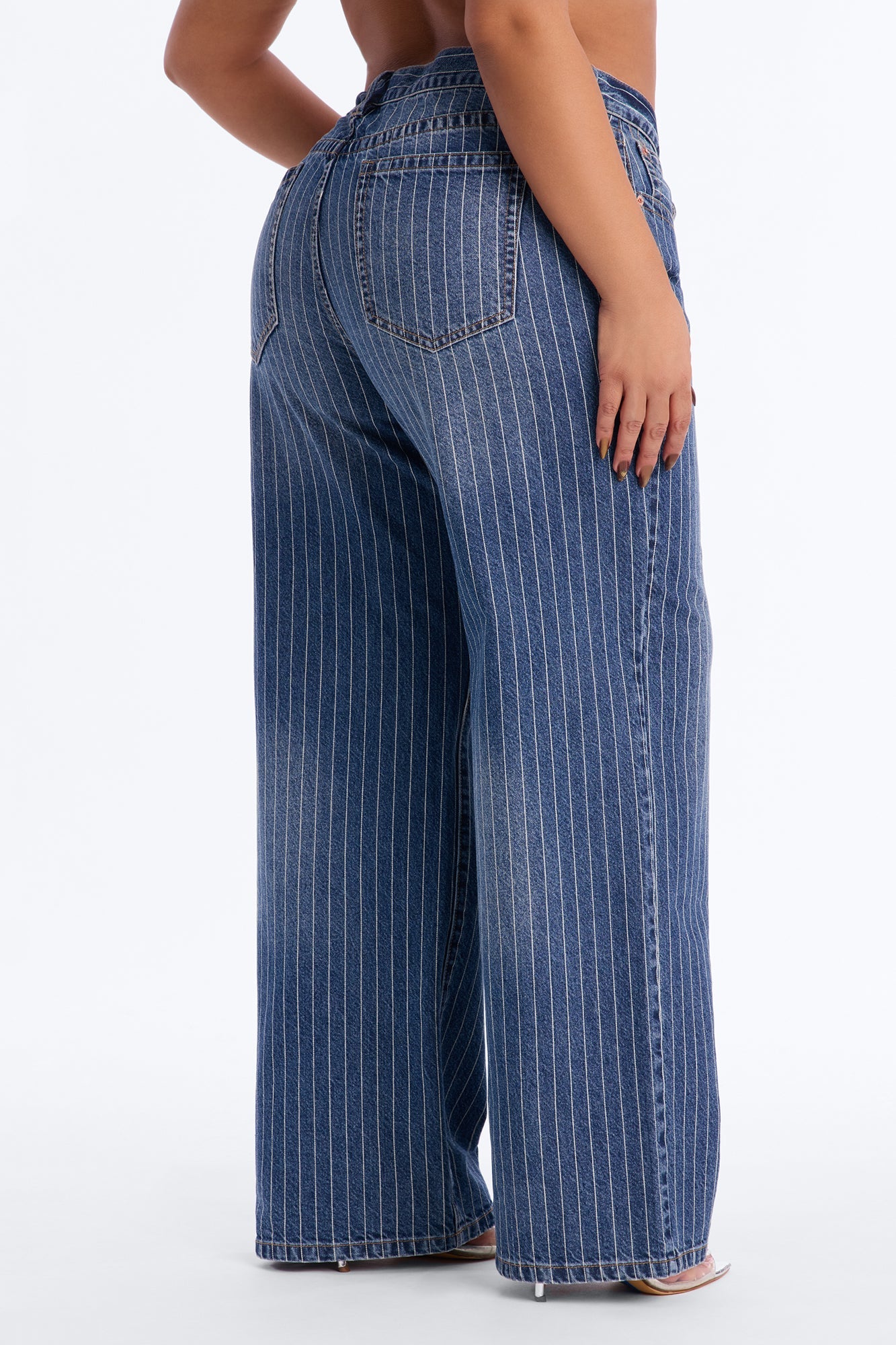 Legendary Striped Straight Leg Jeans - Medium Wash