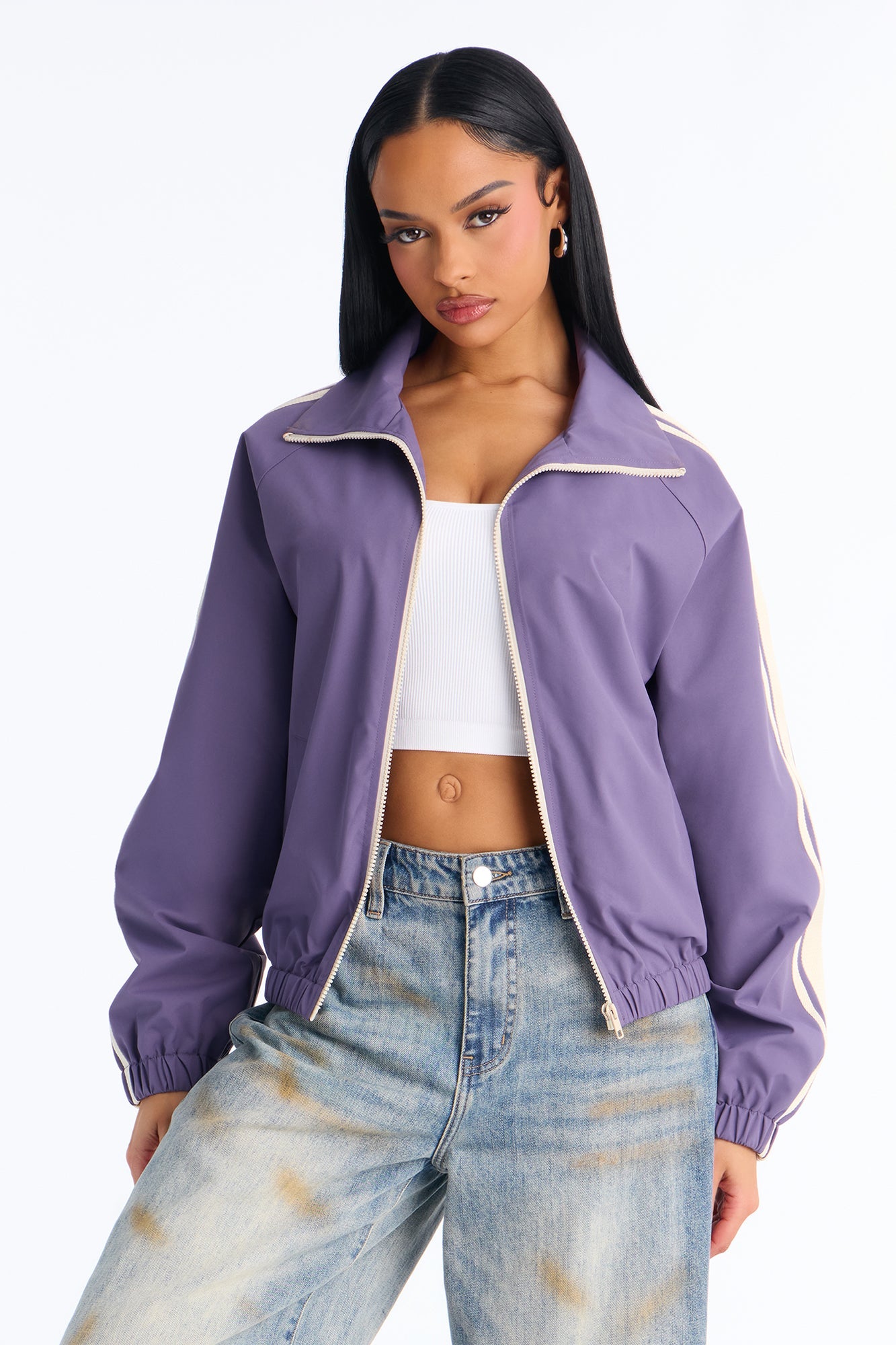 Trackstar Contrast Windbreaker Jacket - Lavender/combo