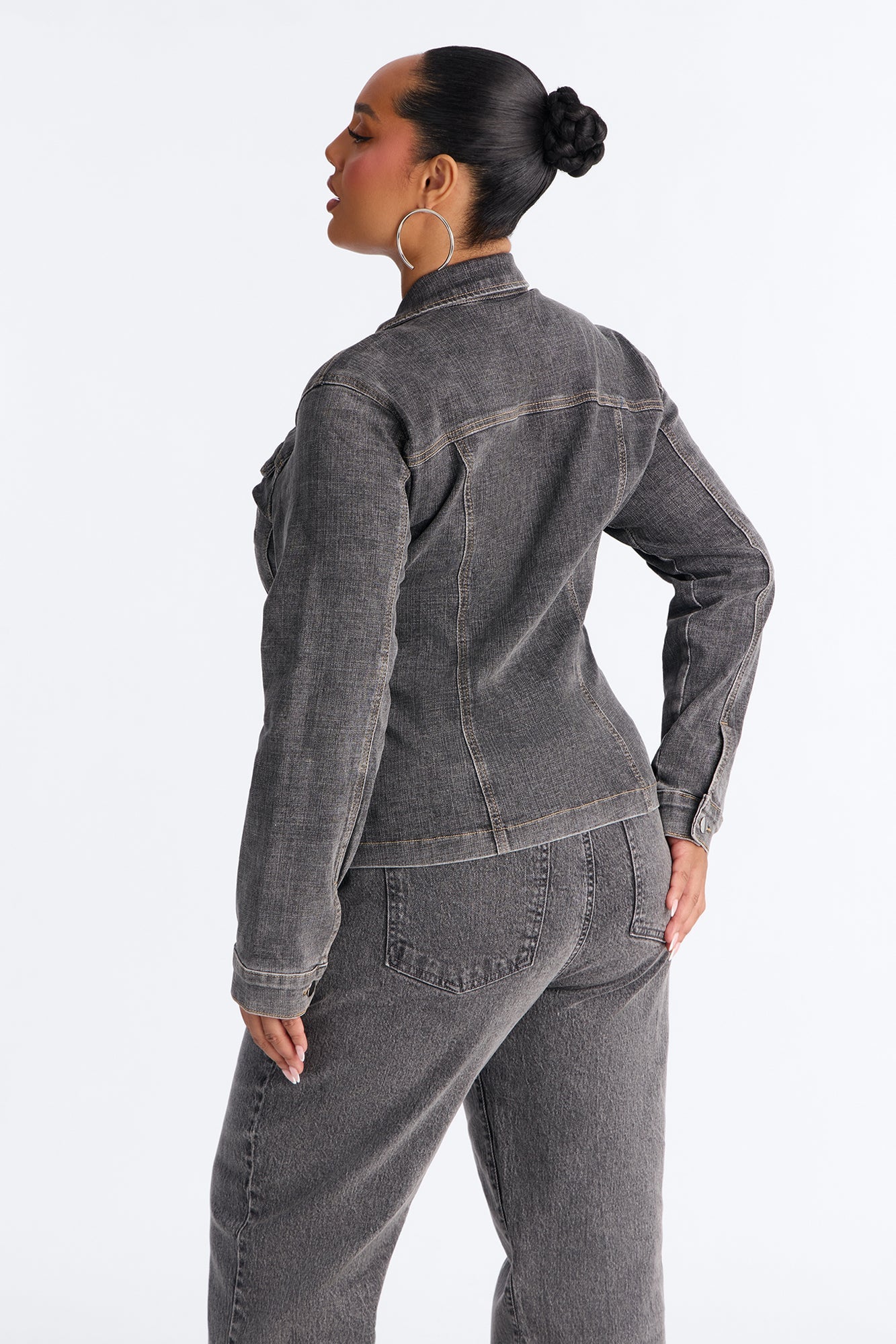 Dearest Darling Shaped Denim Jacket - Grey