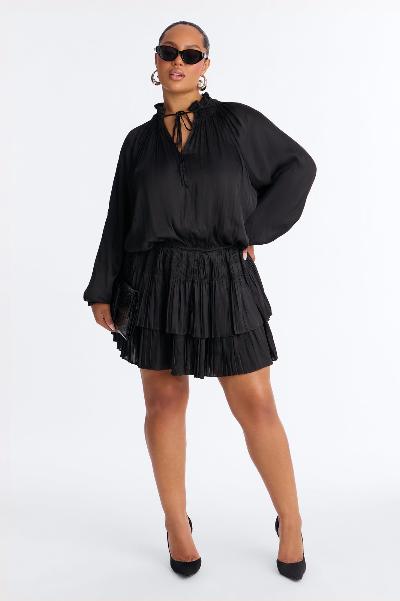 Keep It Cordial Satin Mini Dress - Black