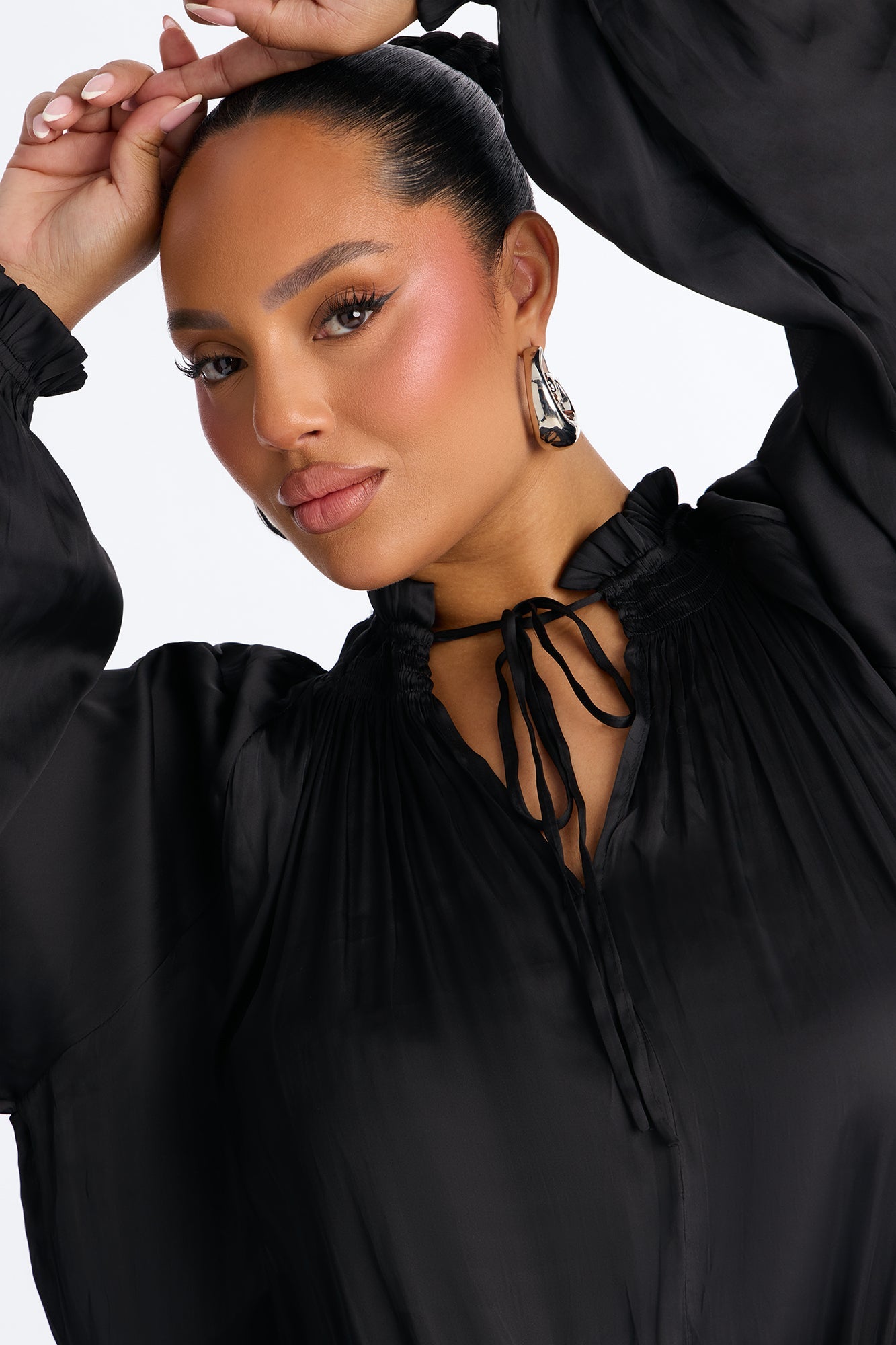 Keep It Cordial Satin Mini Dress - Black