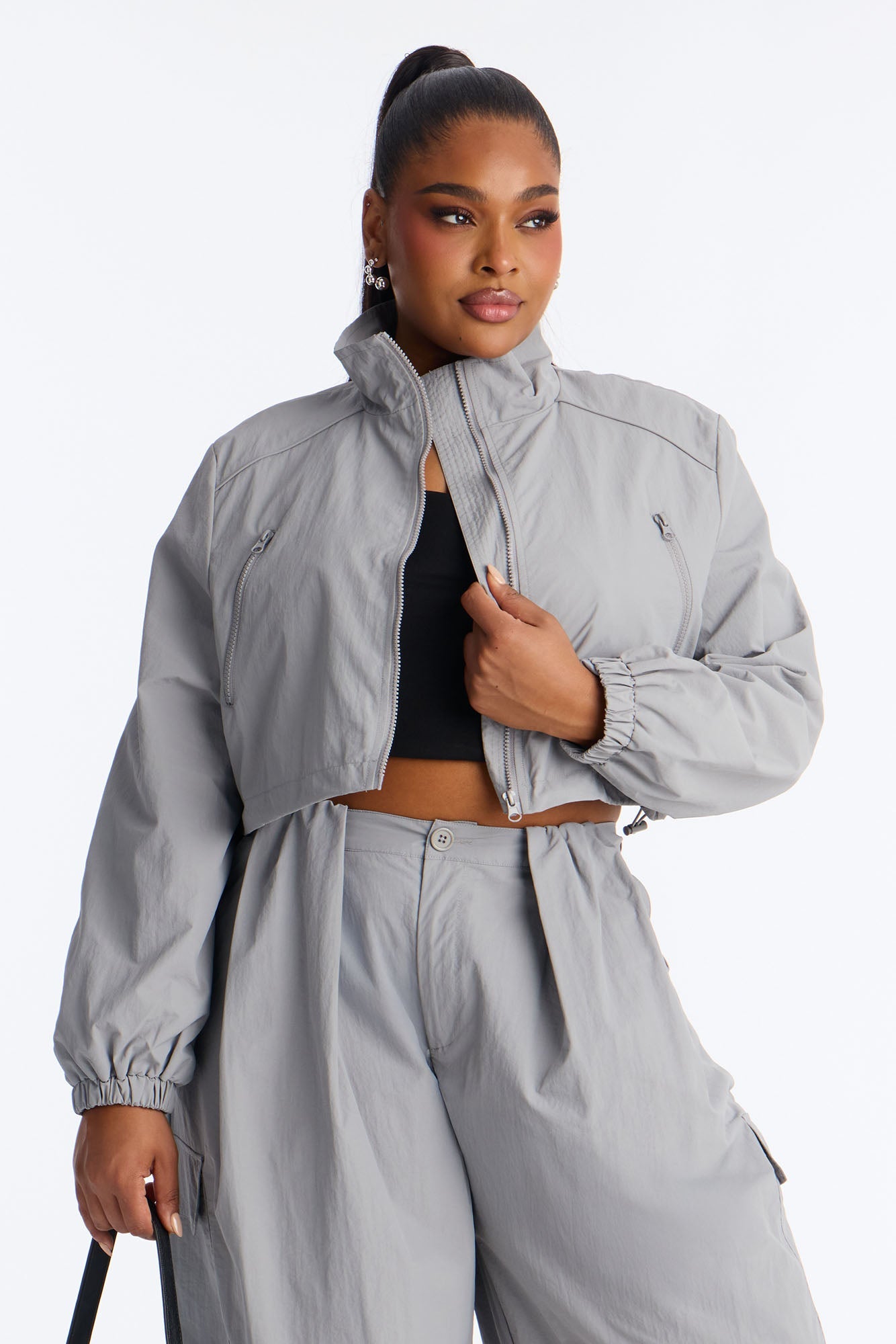 High Standards Windbreaker Zip Up Jacket - Grey