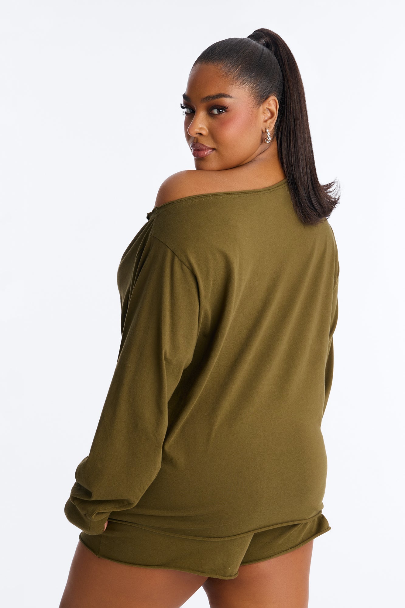 78 Stars Off Shoulder Short Set - Olive
