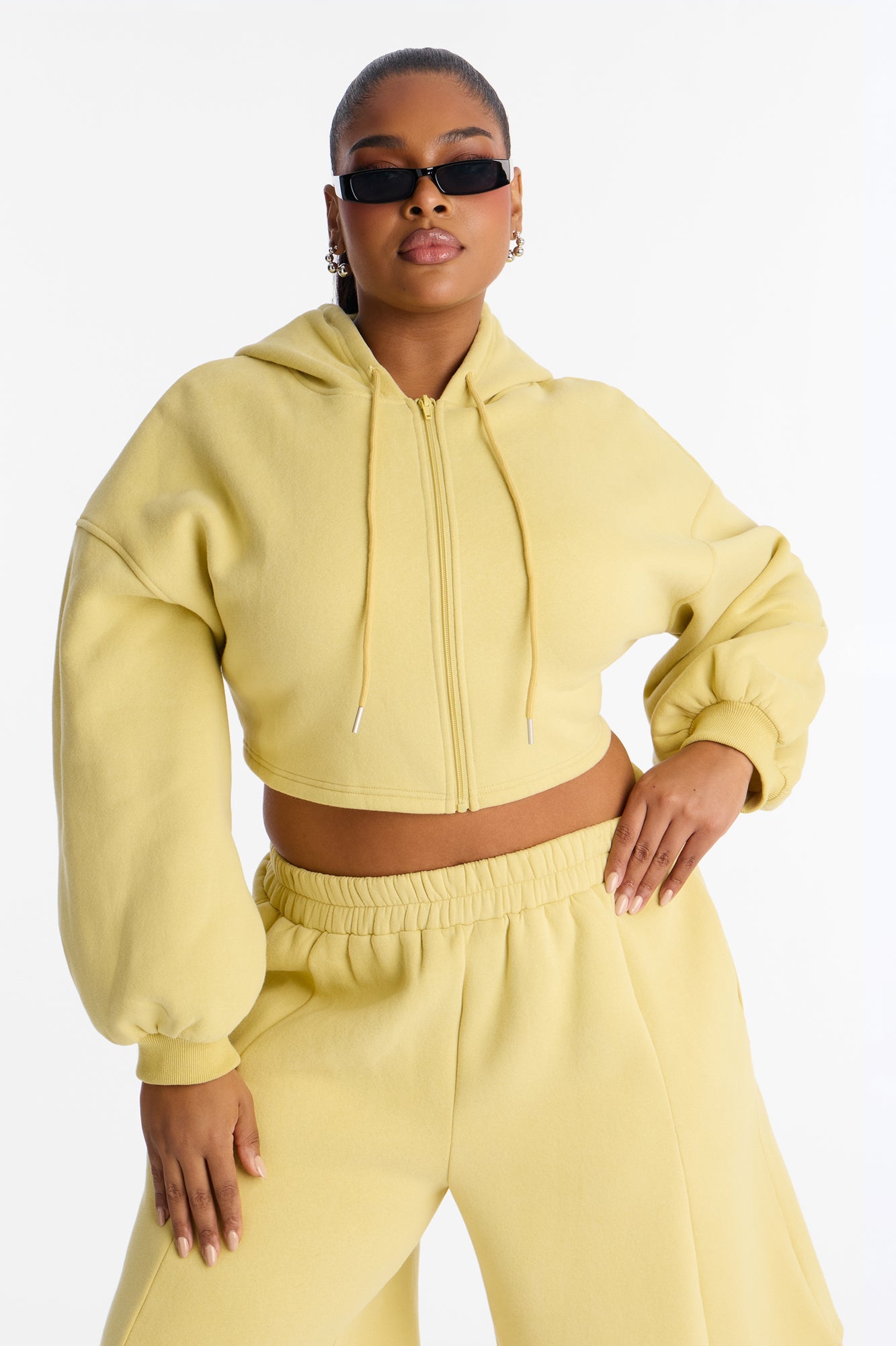 Wake Up Check Fleece Jort Set - Green