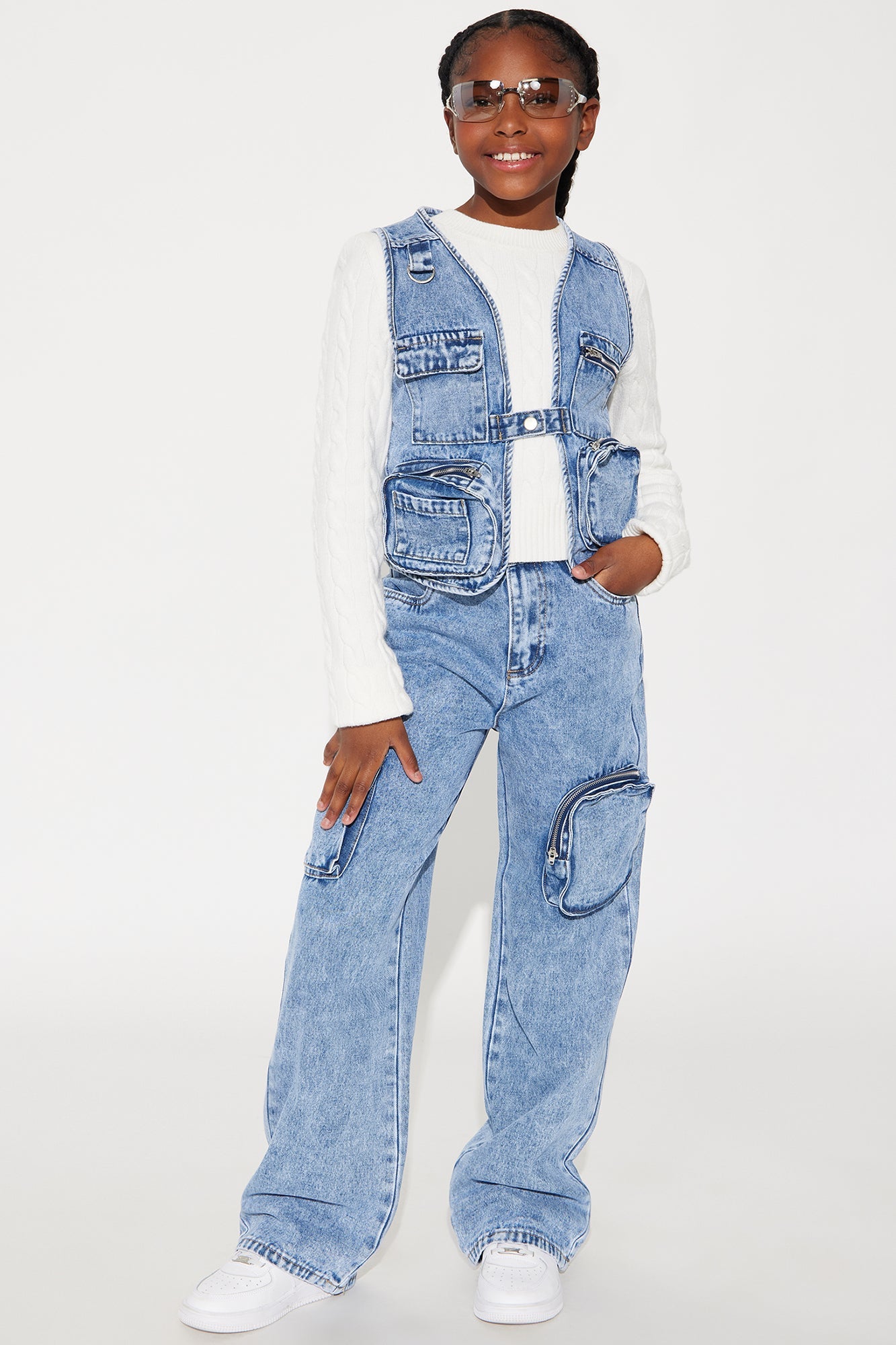 Mini Quiana Denim Cargo Vest - Indigo
