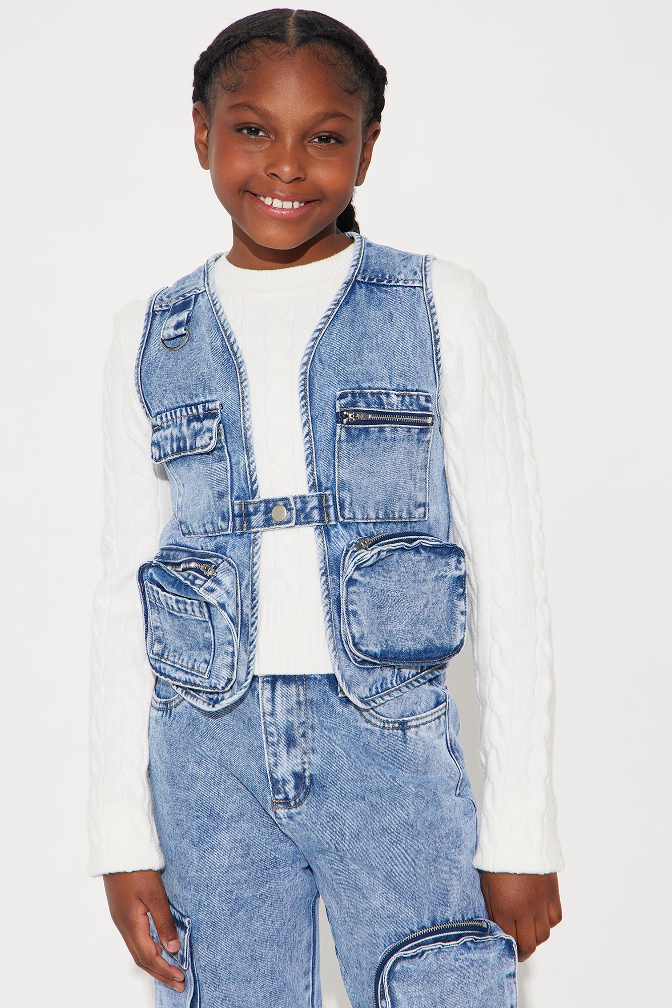 Mini Quiana Denim Cargo Vest - Indigo