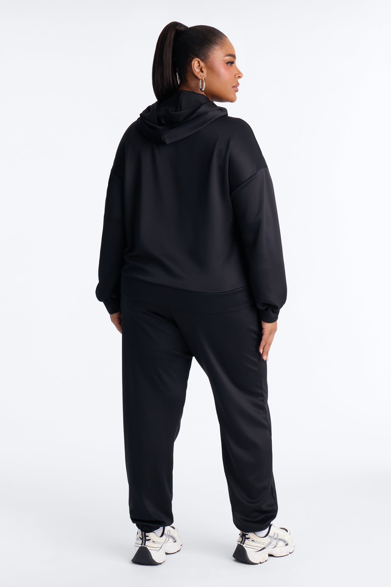 Sophia Scuba Zip Up Jogger Set - Black