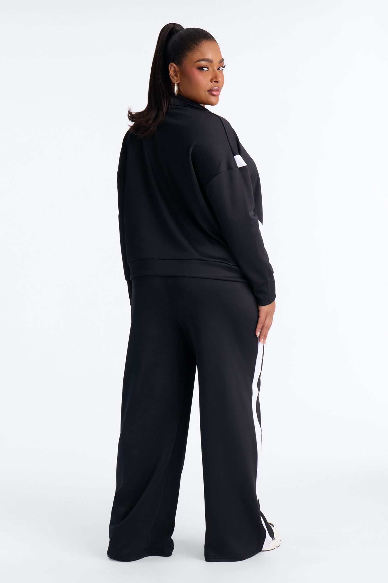 Stacy Scuba Zip Up Pant Set - Black