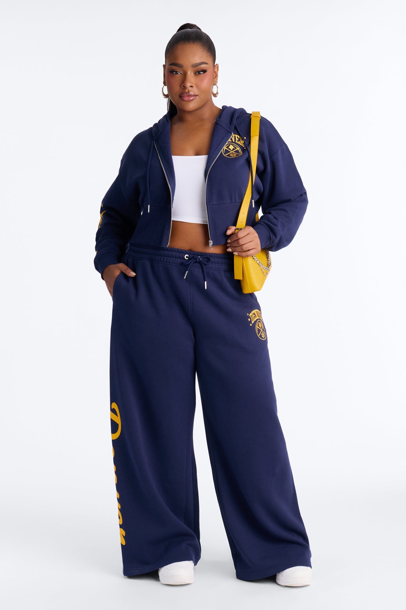 NBA Denver Nuggets Fleece Wide Leg Pants - Navy