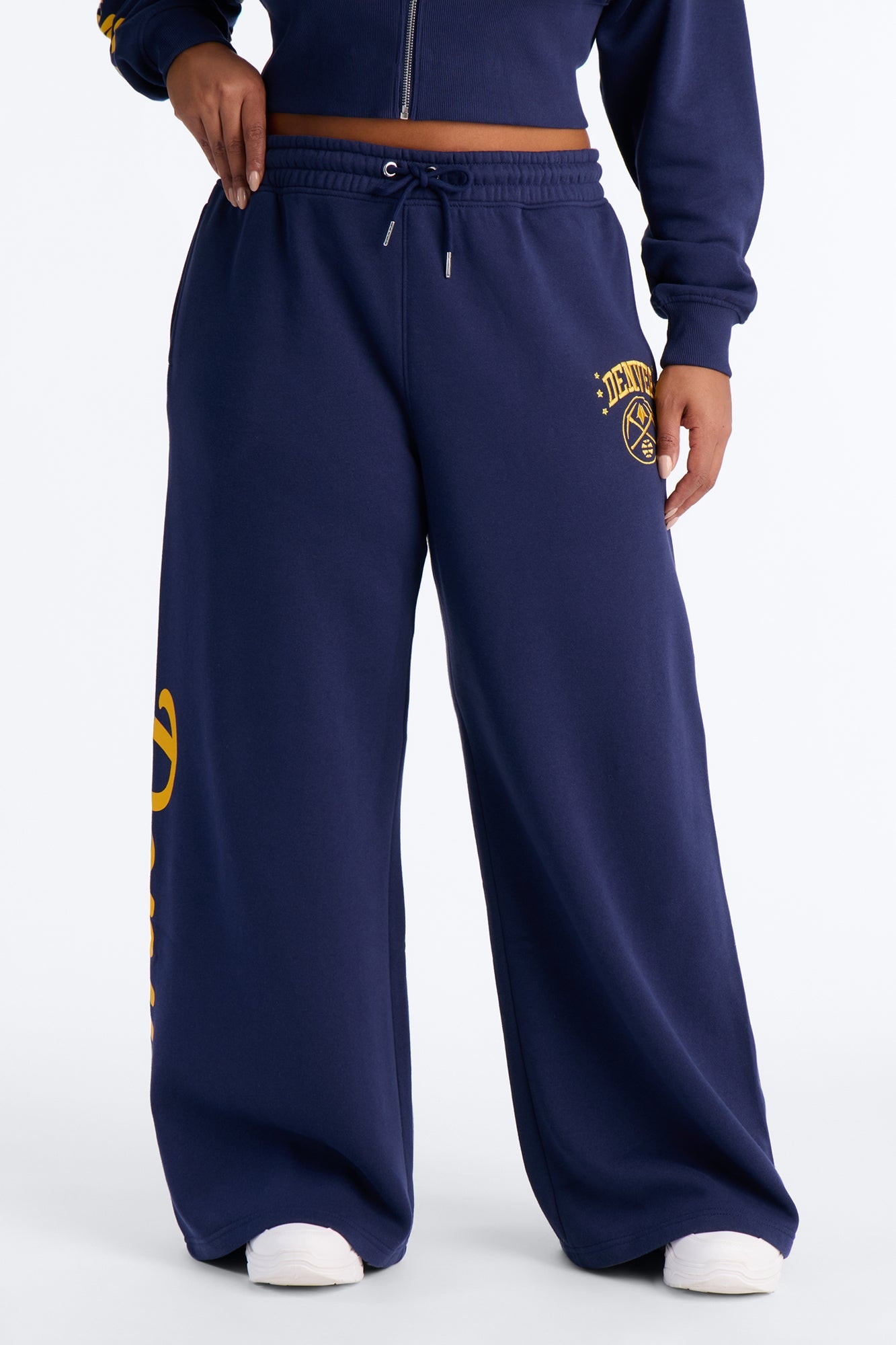 NBA Denver Nuggets Fleece Wide Leg Pants - Navy
