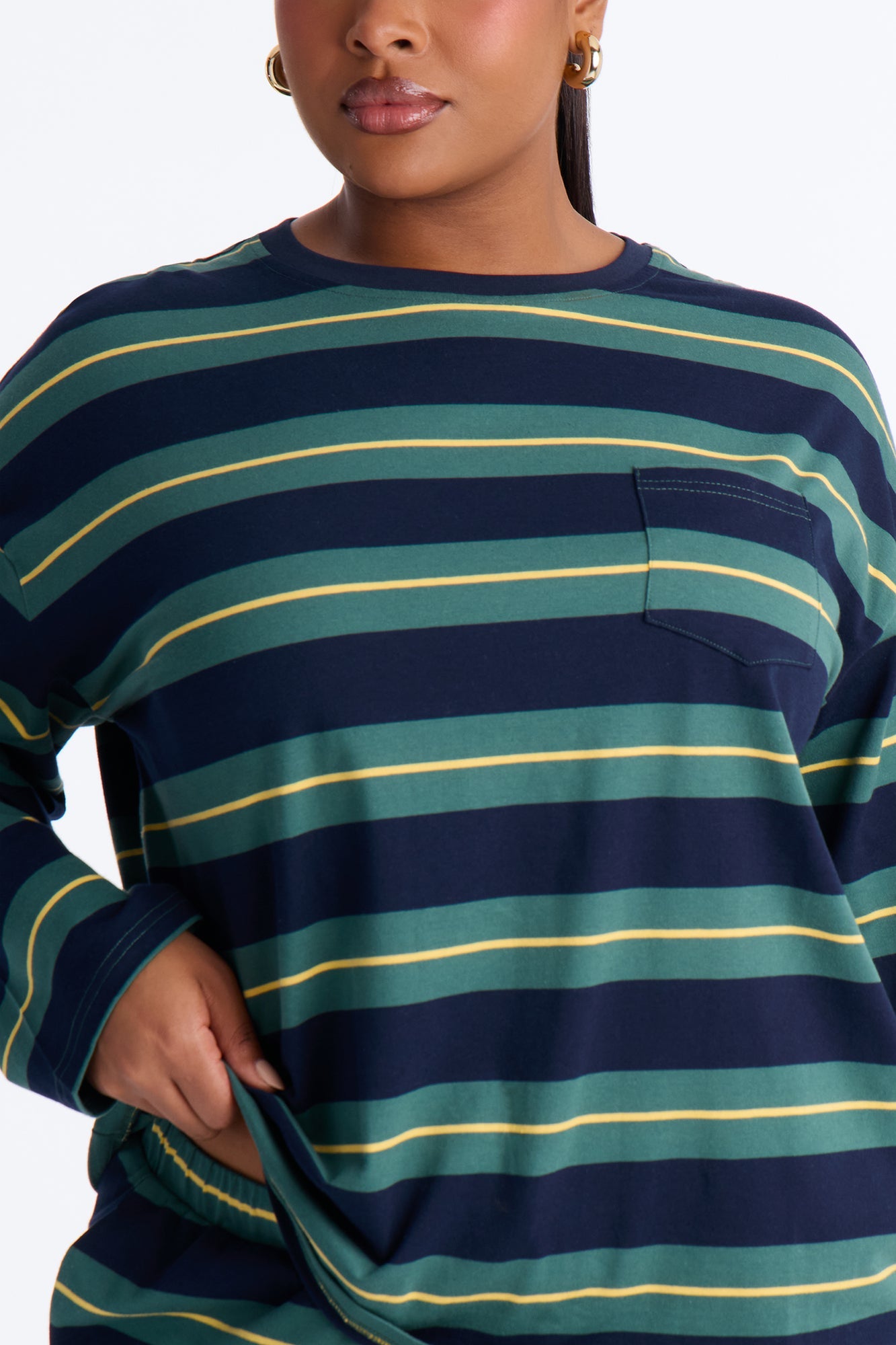 Out Of Line Stripe Short Set - Navy/combo
