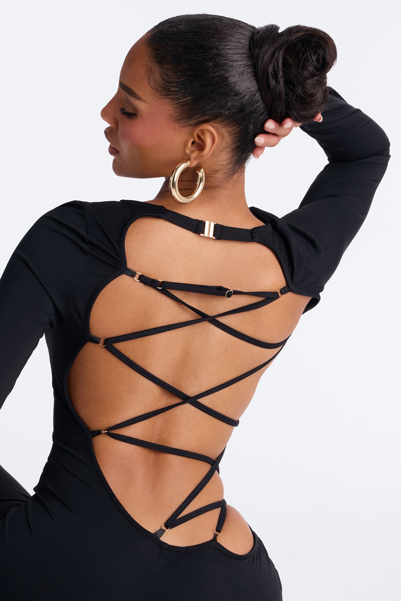 Lee Lace Up Skinny Leg Jumpsuit - Black