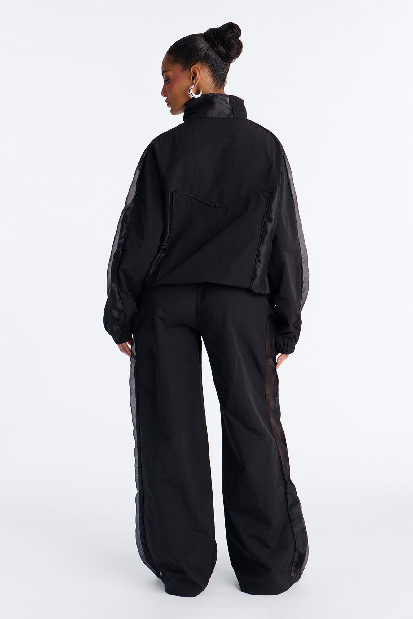 No Days Off Sheer Windbreaker Jacket - Black