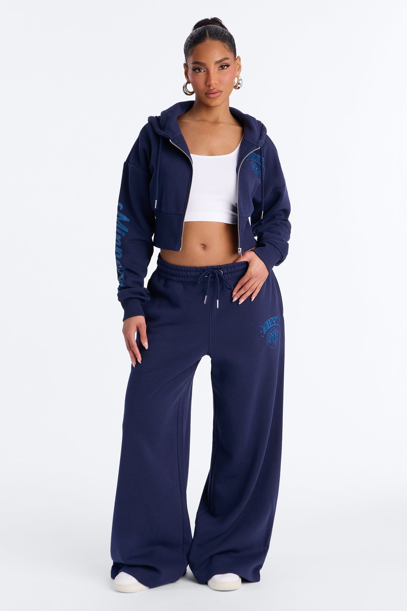 NBA Minnesota Timberwolves Fleece Wide Leg Pants - Navy