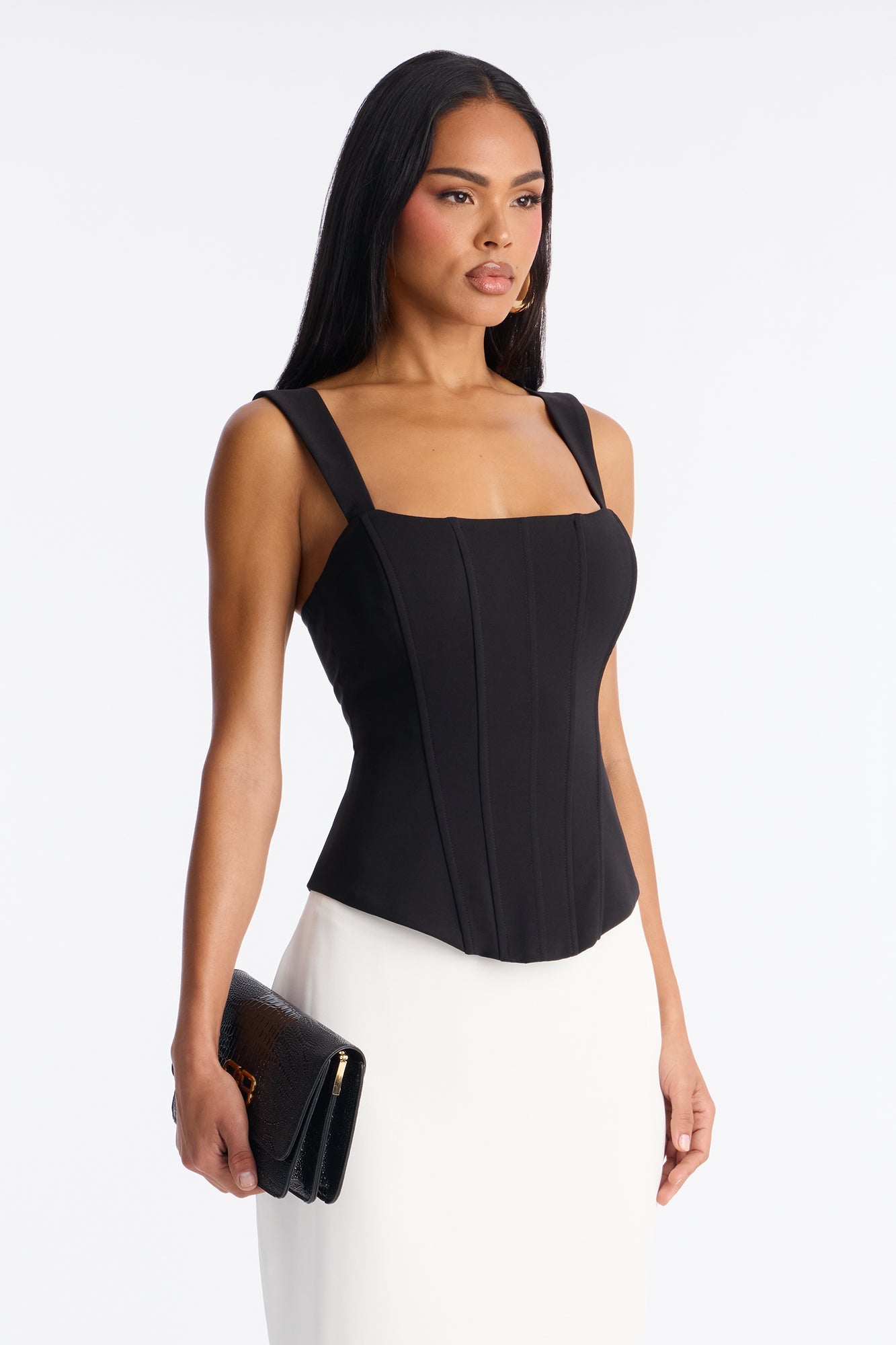 Heartbeat Embrace Corset Maxi Skirt Set - Black/White