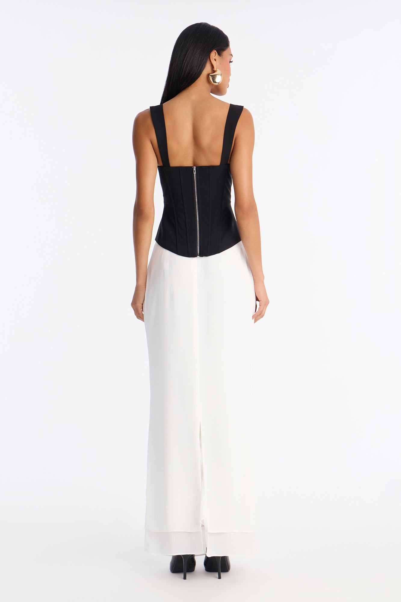 Heartbeat Embrace Corset Maxi Skirt Set - Black/White
