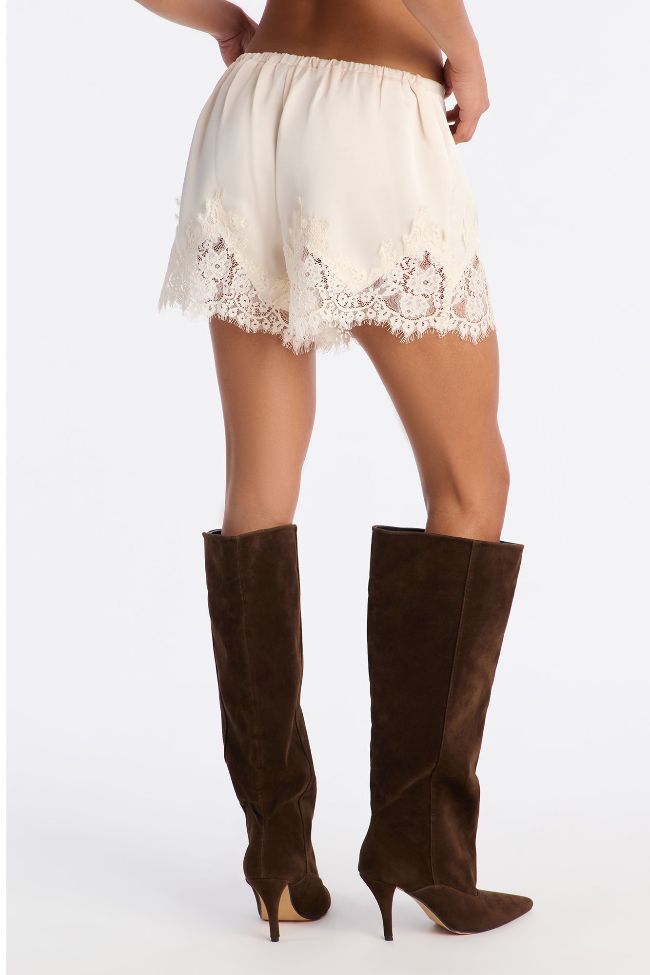 Love Like This Lace Trim Satin Short - Ivory