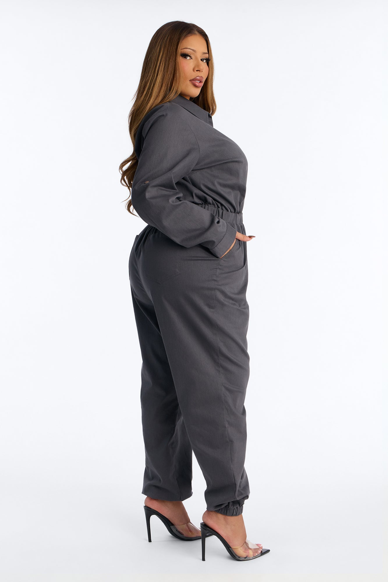 Aviator Babe Jumpsuit - Charcoal
