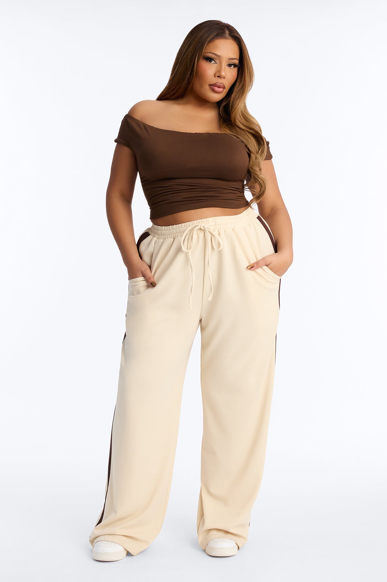 Point Of View Track Trouser Pant - Cream/combo