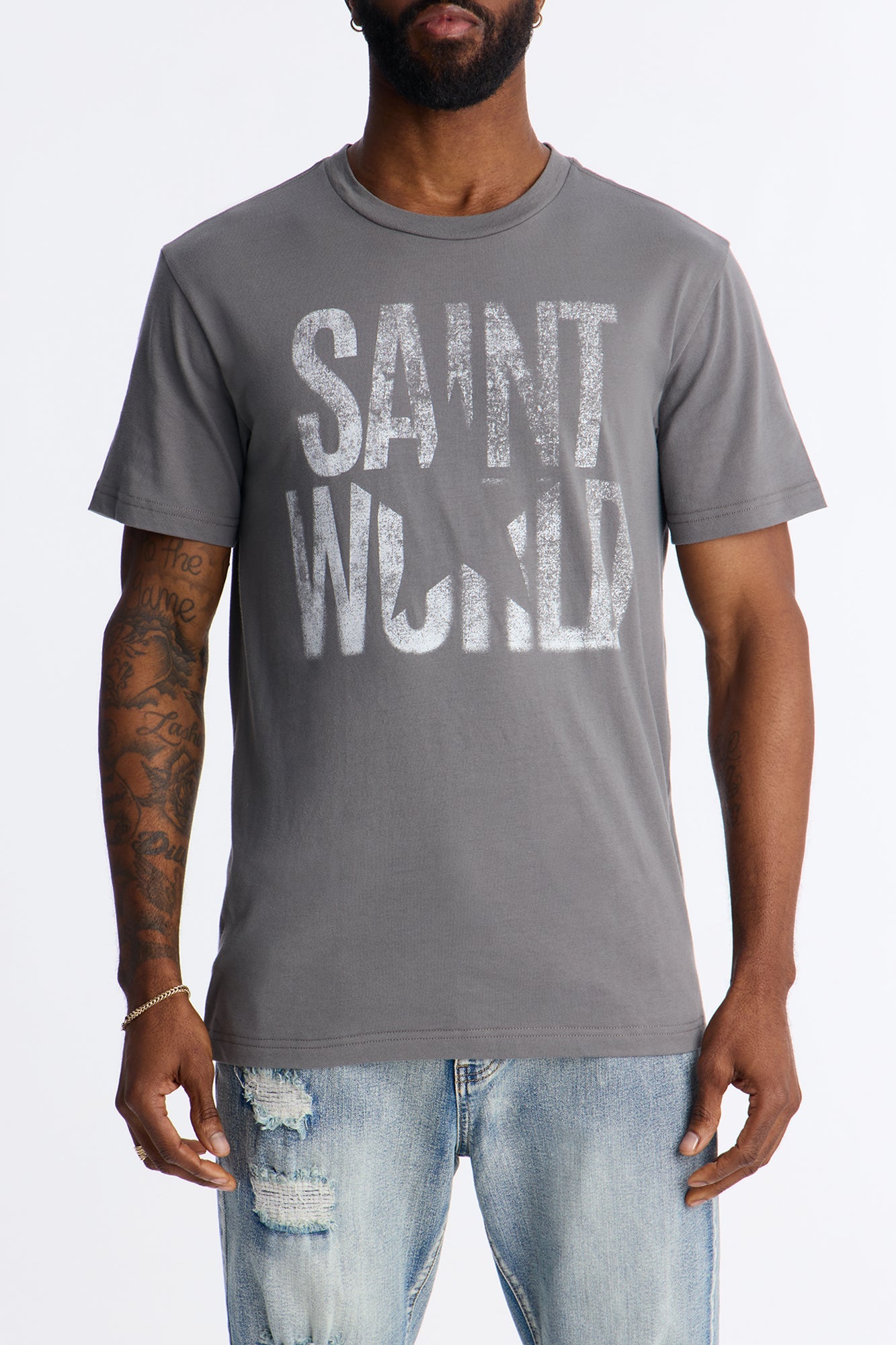 Saint World Star Boxy Graphic Short Sleeve Tee - Charcoal