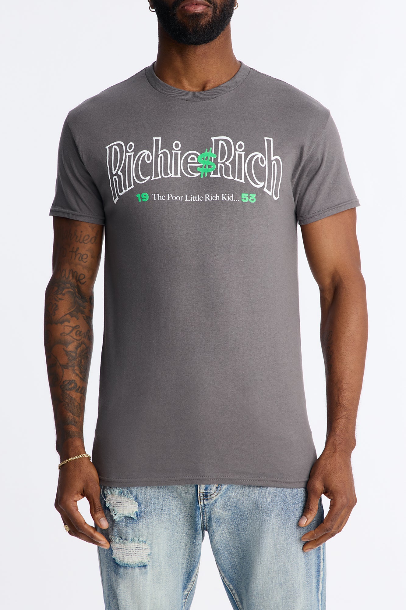 Richie Rich Dolla Dolla Short Sleeve Tee - Charcoal
