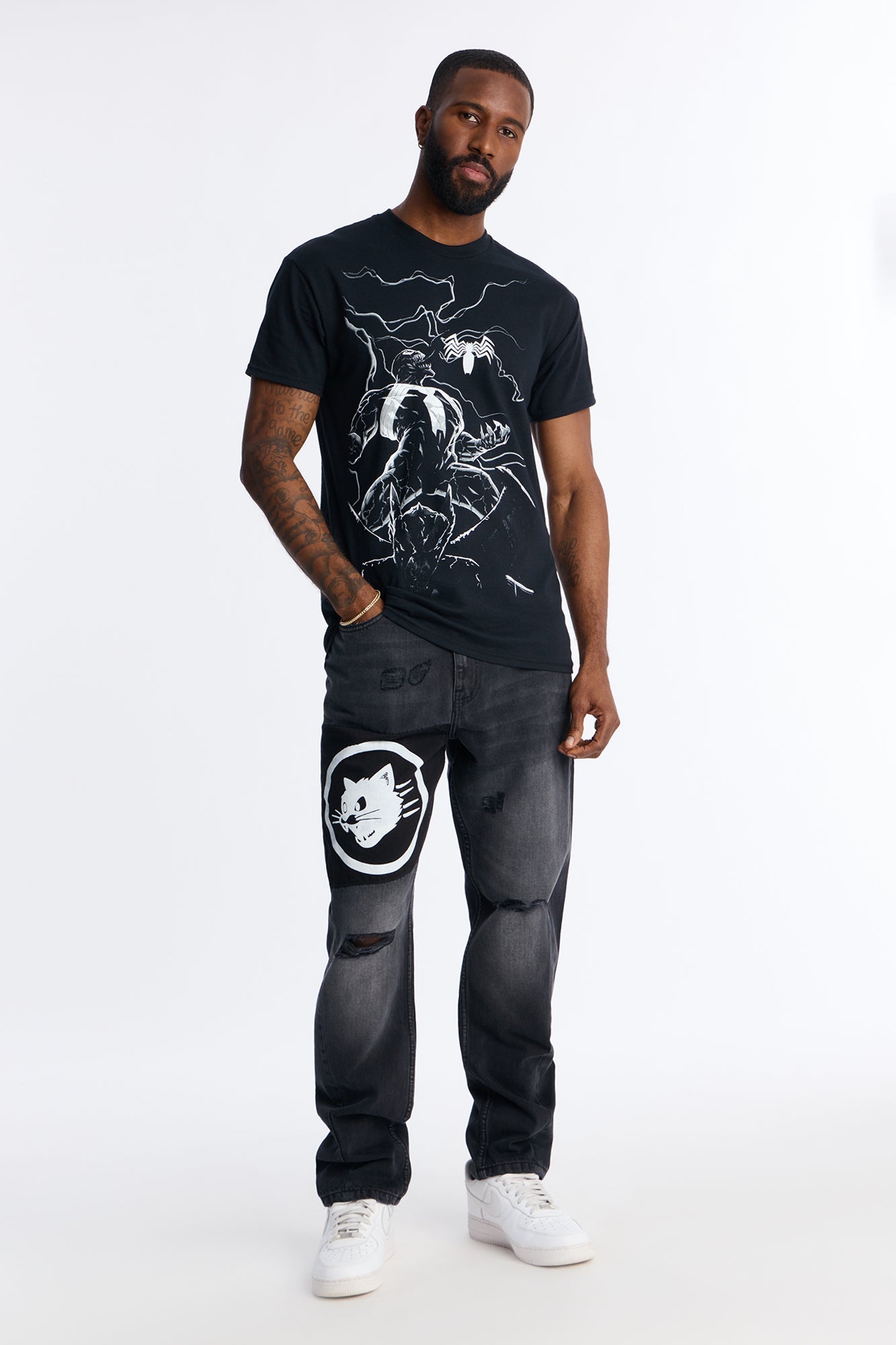 Slim Runnin Rich Mentality Distressed Jean - Black Wash